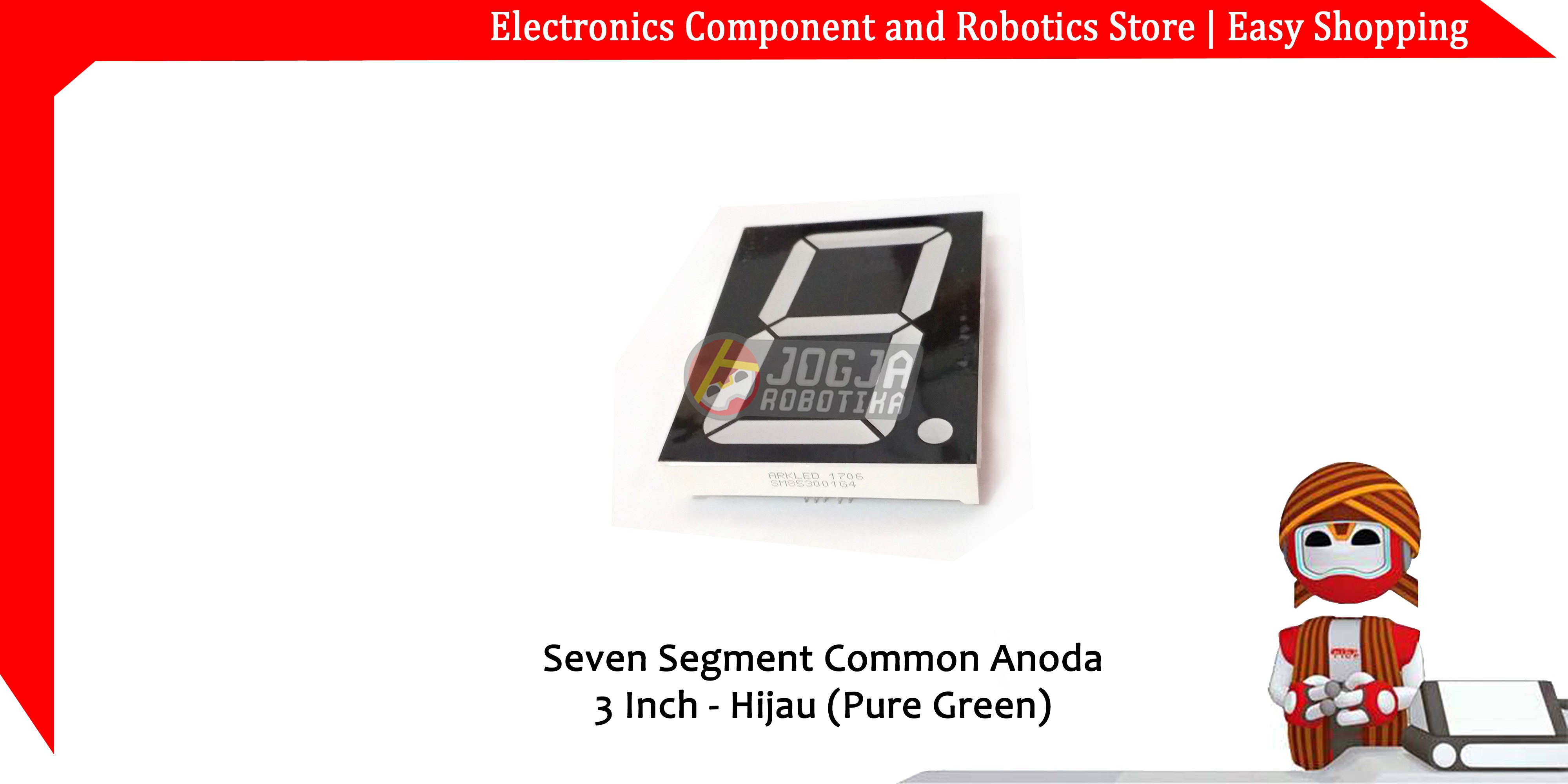 SEVEN SEGMENT HIJAU 3 INCH SM853001G4 7 SEGMEN COMMON ANODA