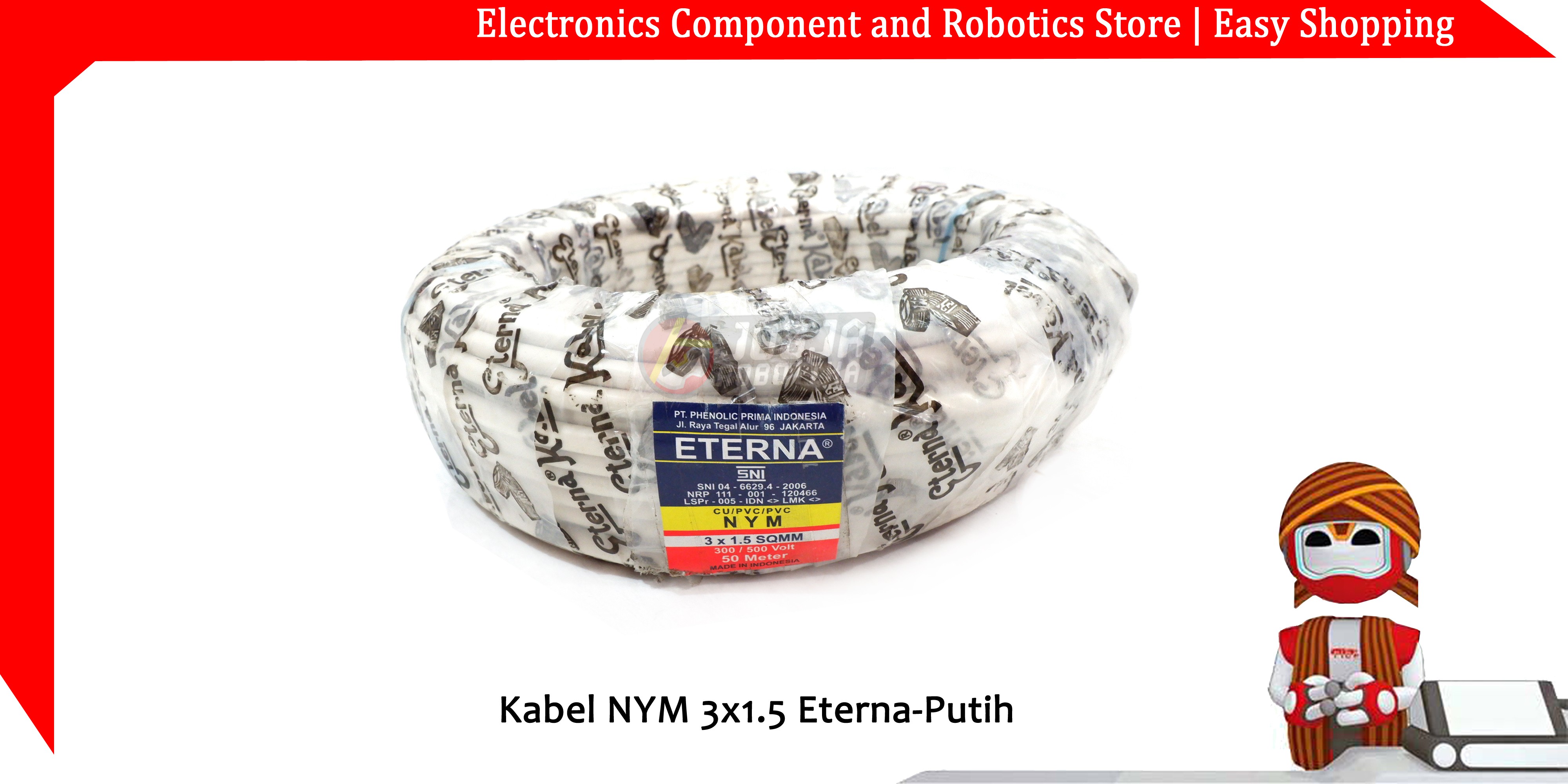 Kabel NYM 3x1.5 Eterna-Putih
