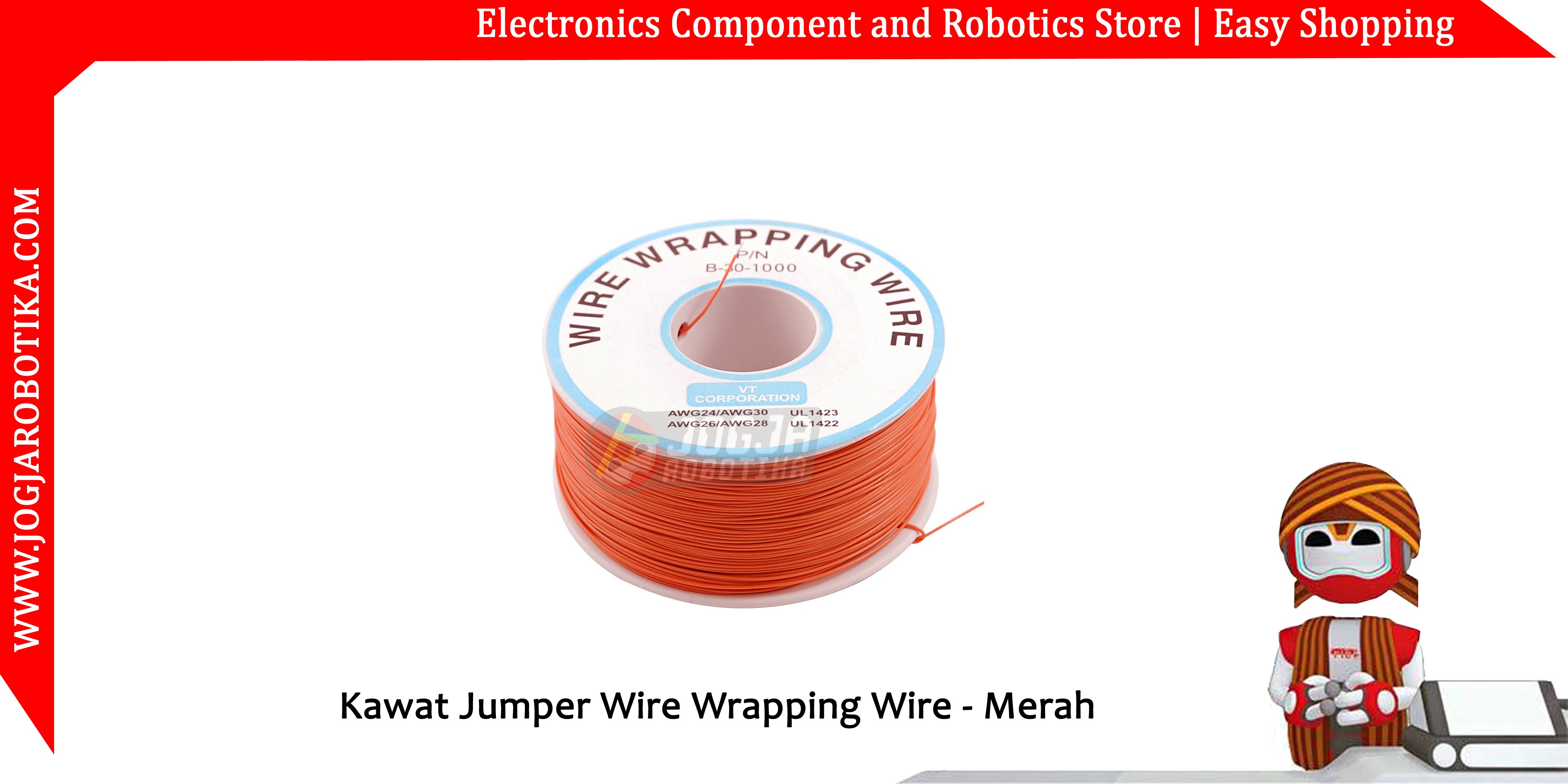 Kawat Jumper Wire Wrapping Wire 30AWG Ecer 1M - Merah