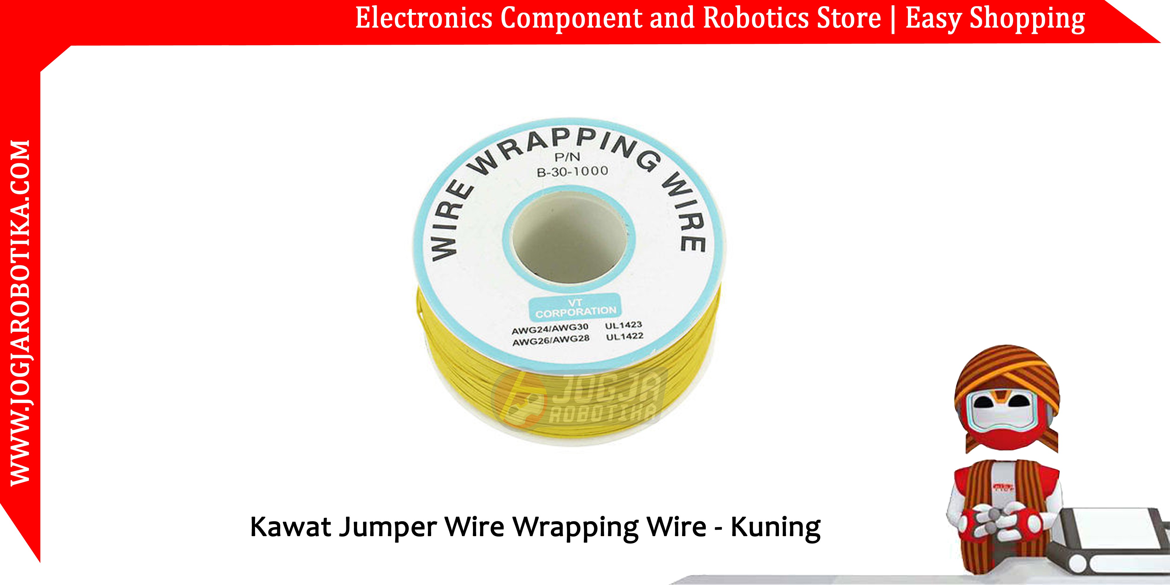 Kawat Jumper Wire Wrapping Wire 30AWG Ecer 1M - Kuning
