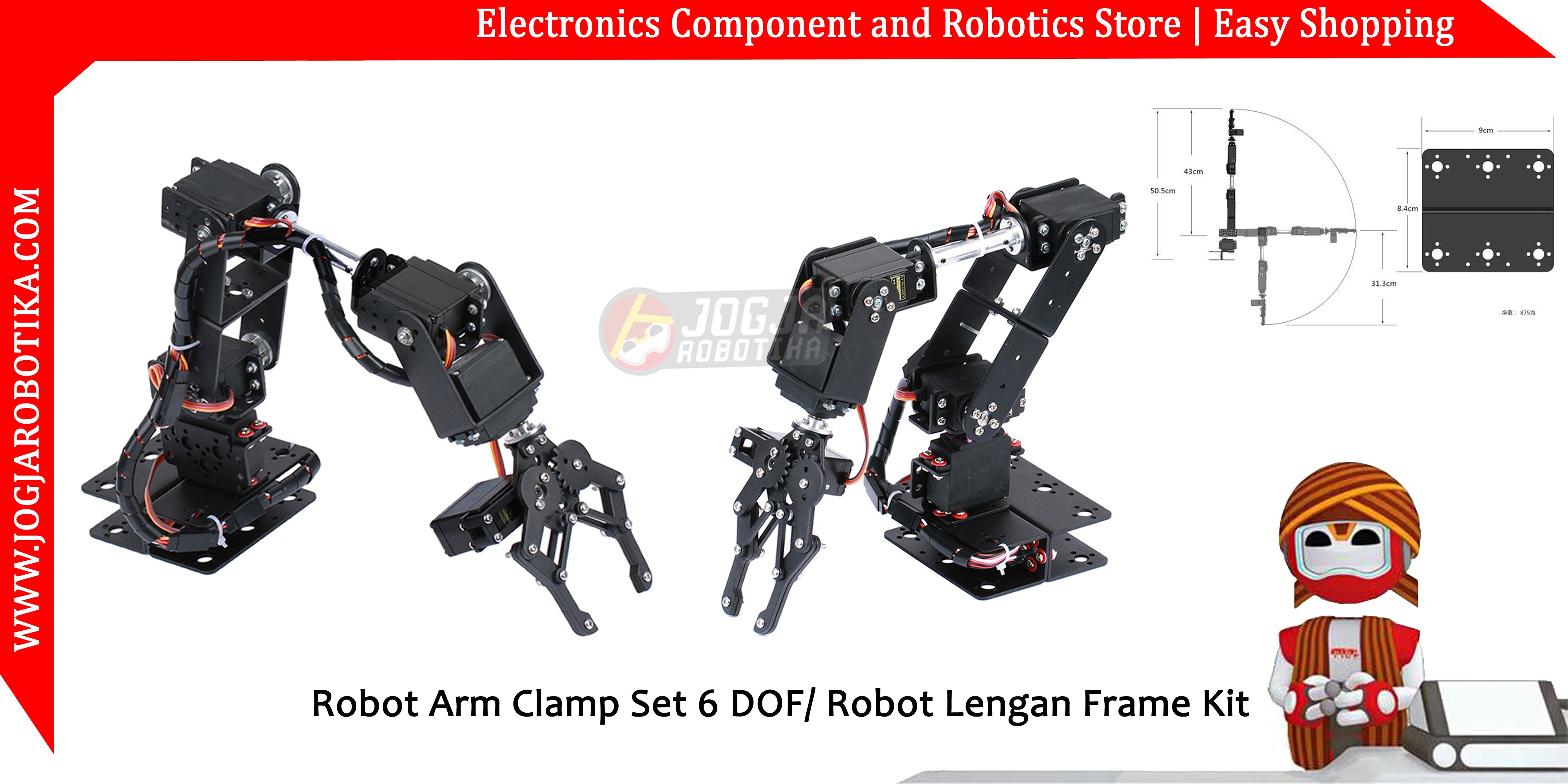 Robot Arm Clamp Set 6 DOF/ Robot Lengan Frame Kit