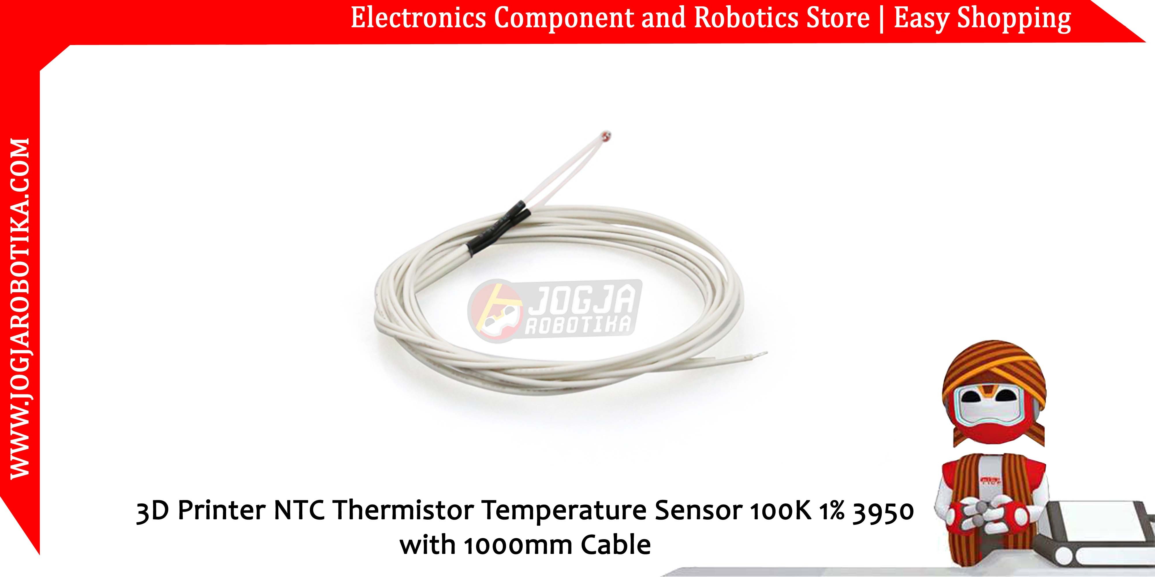 3D Printer NTC Thermistor Temperature Sensor 100K 1% 3950 with 1000mm Cable
