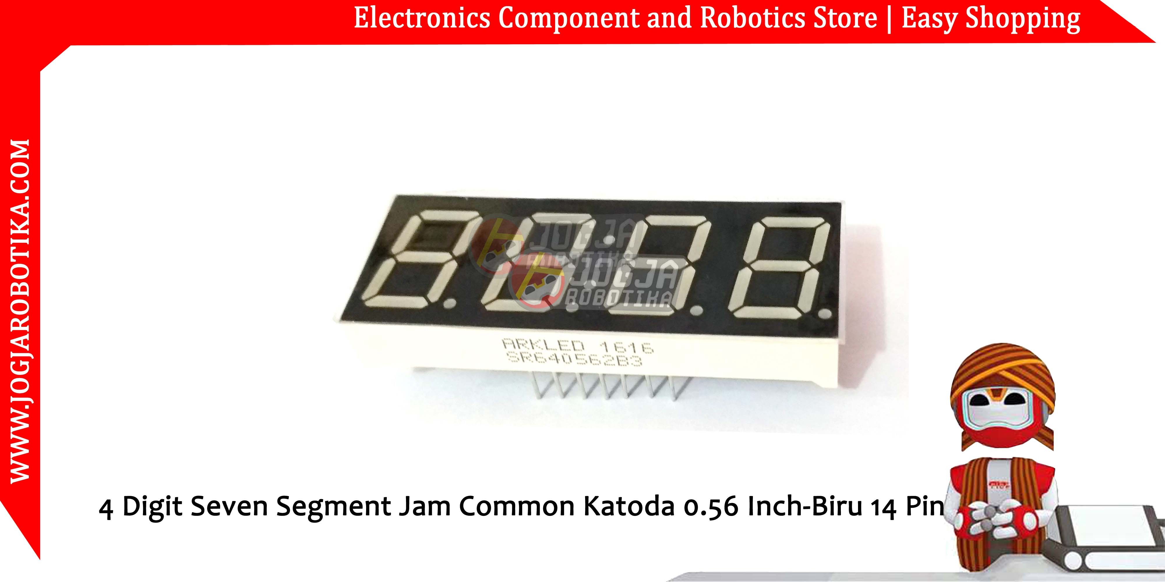4 Digit Seven Segment Jam Common Katoda 0.56 Inch-Biru 14 Pin