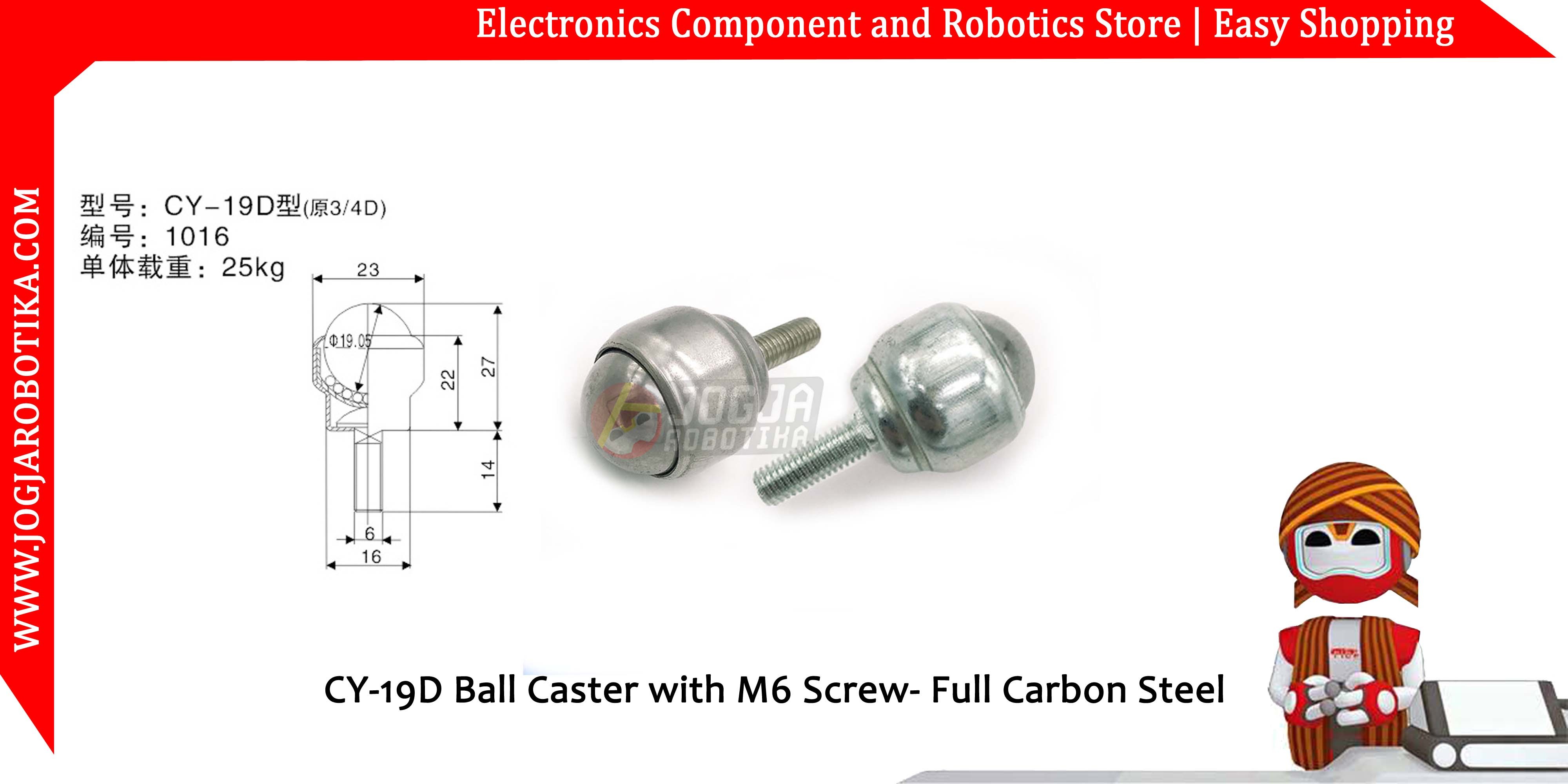 CY-19D Ball Caster with M6 Screw- Full Carbon Steel