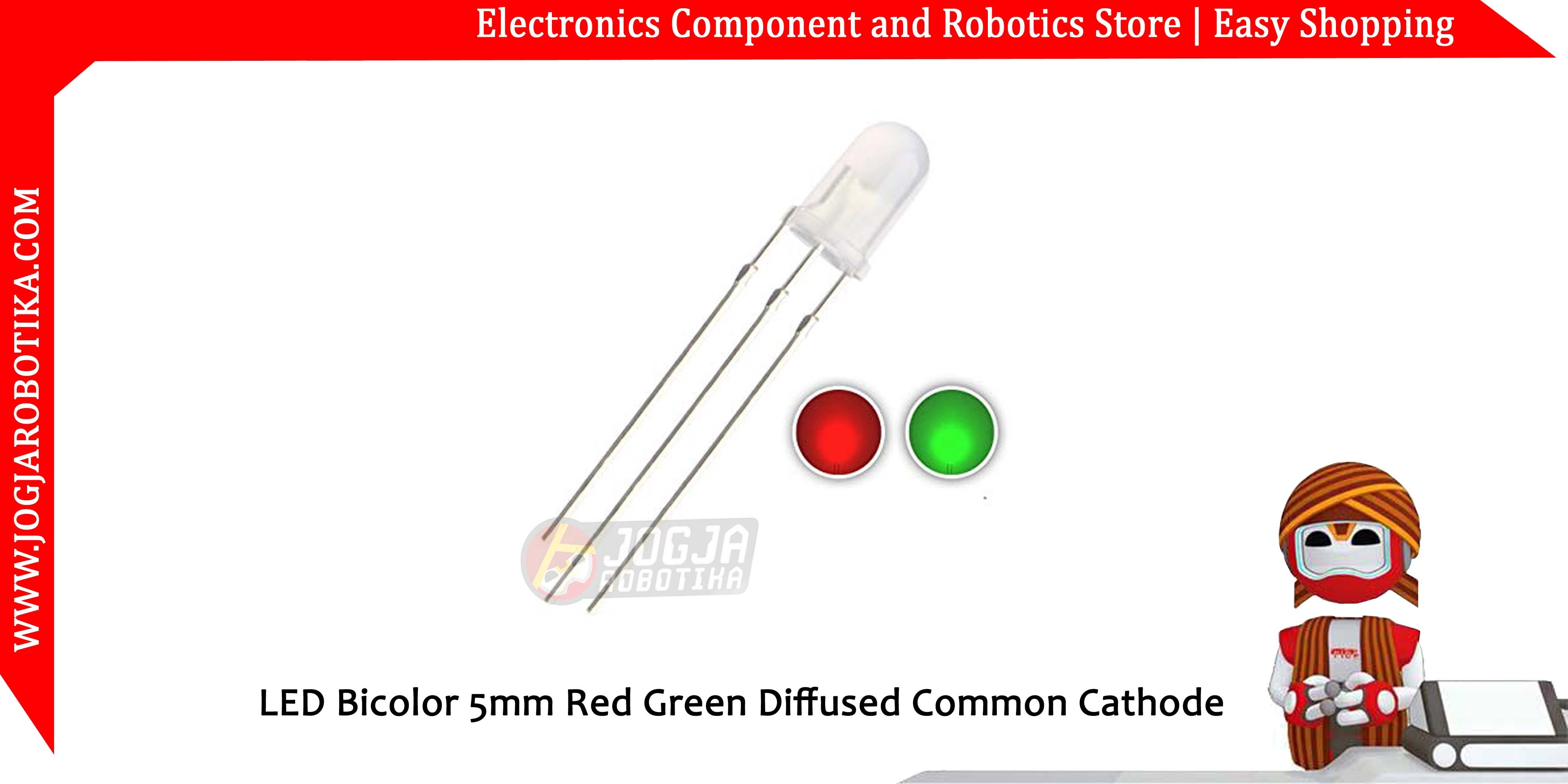 LED Bicolor 5mm Red Green Diffused Common Cathode