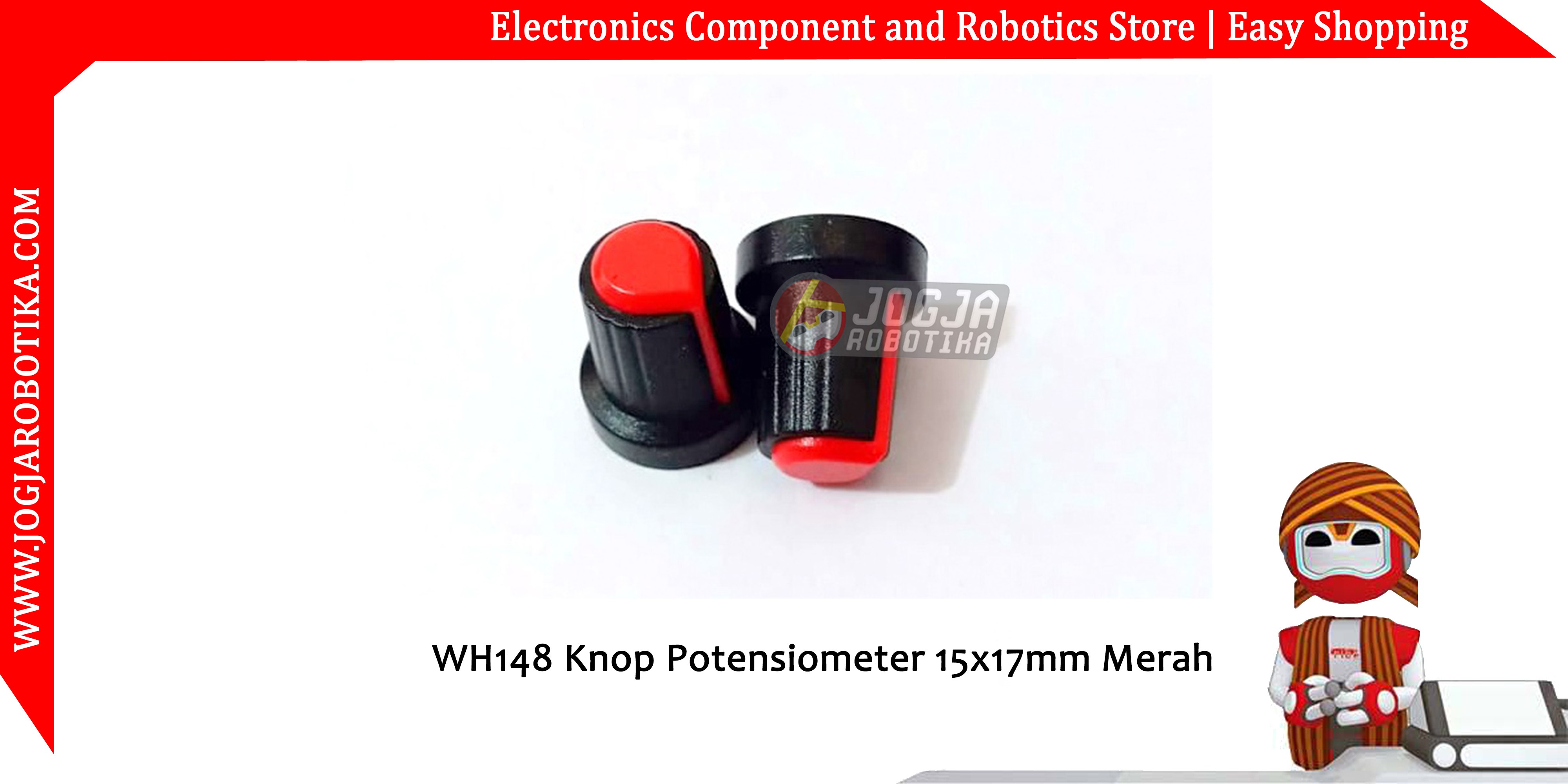 WH148 Knop Potensiometer 15x17mm Merah