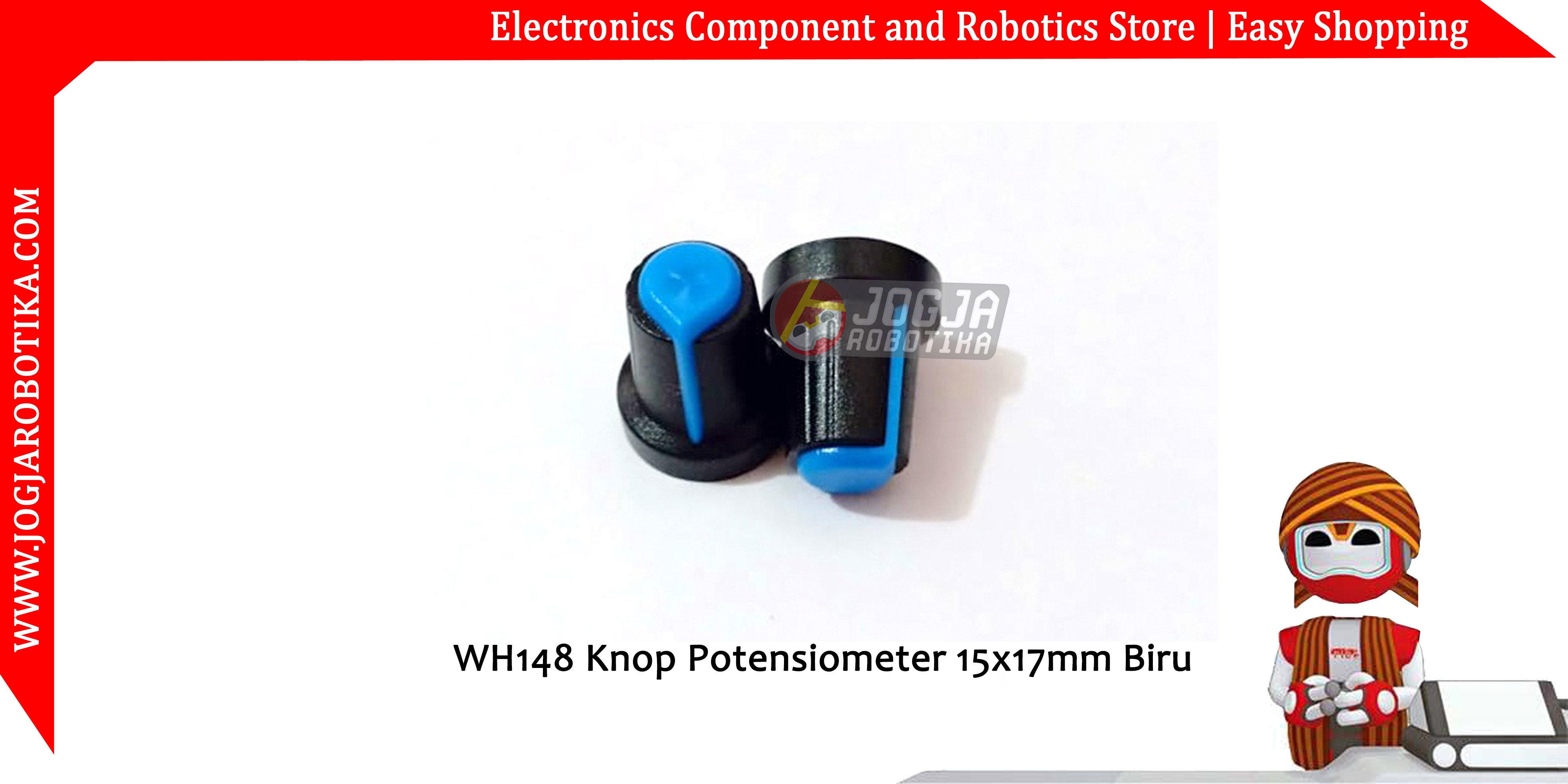WH148 Knop Potensiometer 15x17mm Biru
