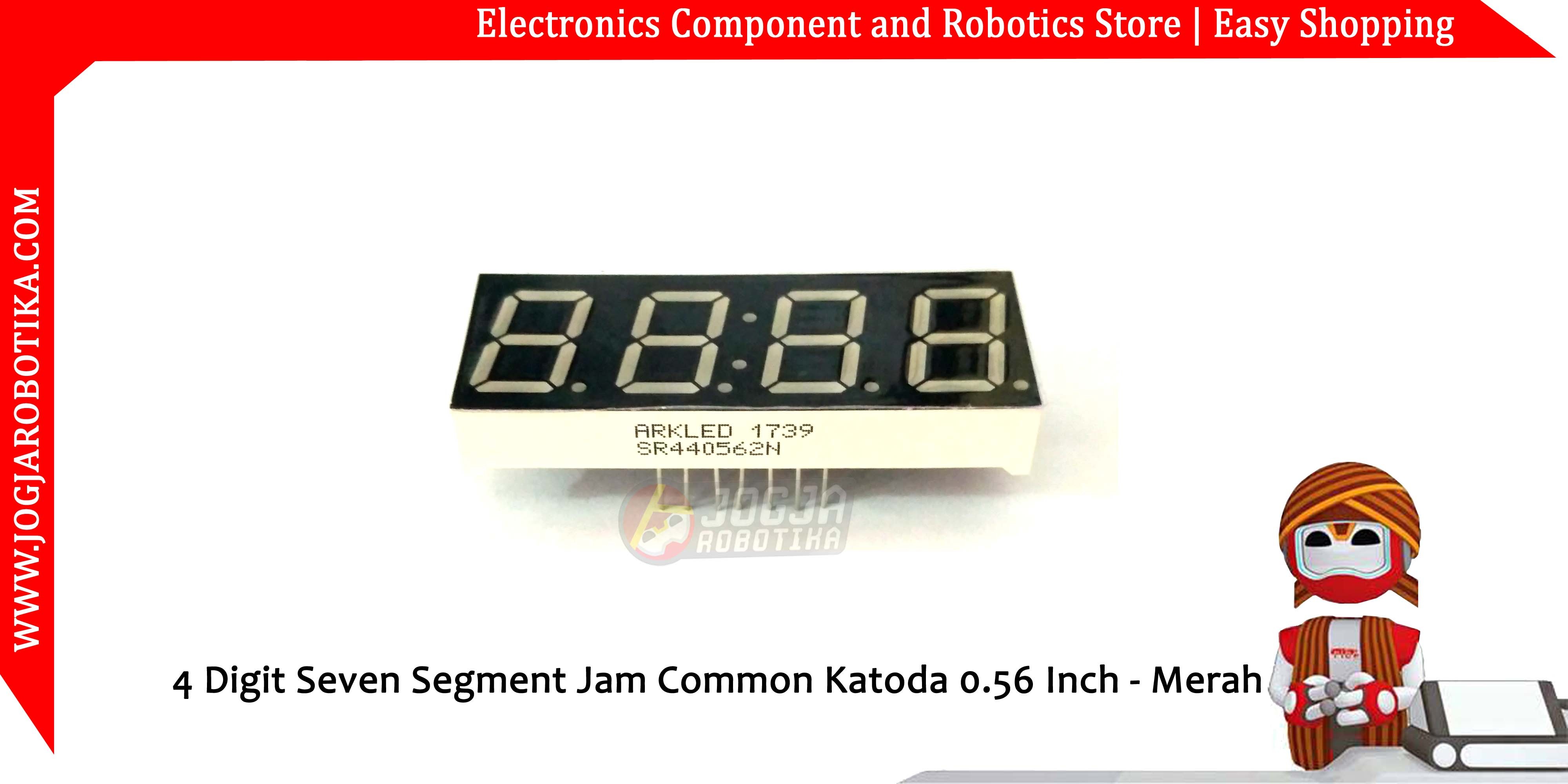 4 Digit Seven Segment Jam Common Katoda 0.56 Inch - Merah