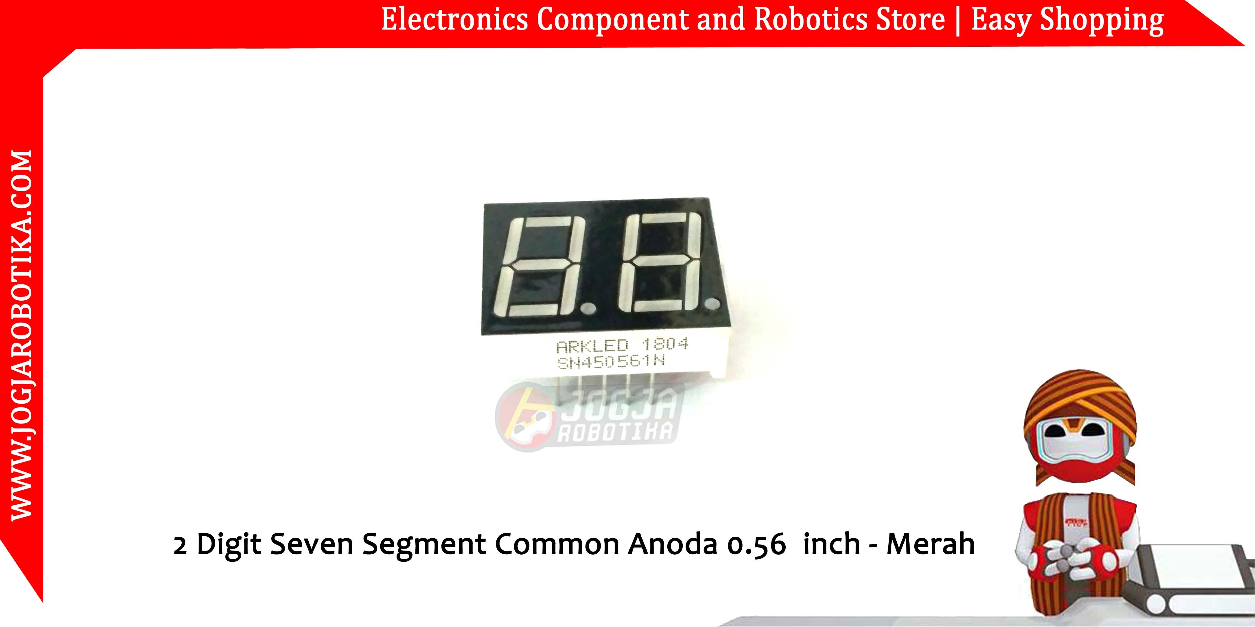 2 Digit Seven Segment Common Anoda 0.56  inch - Merah