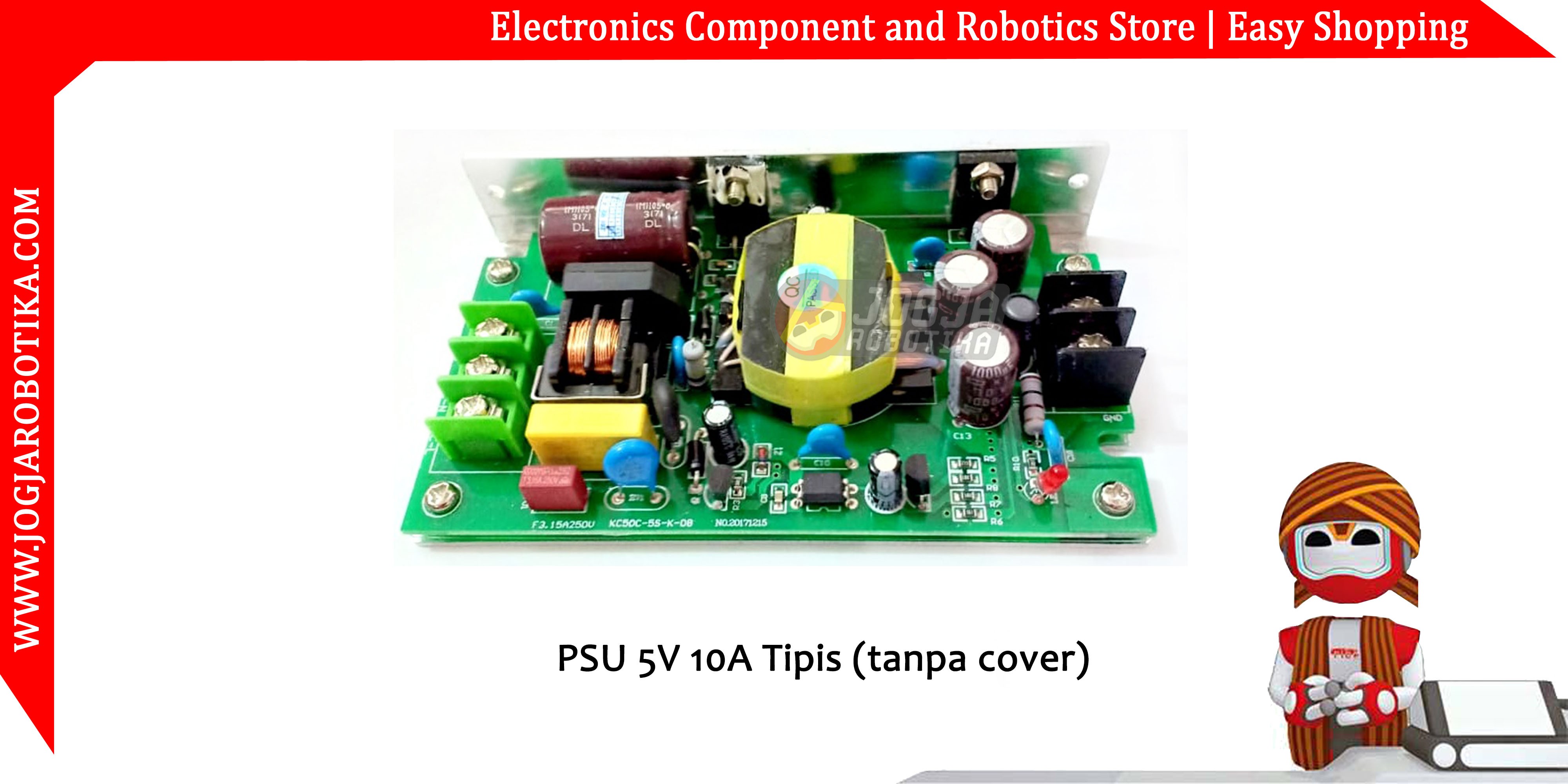 PSU 5V 10A Tipis (tanpa cover)