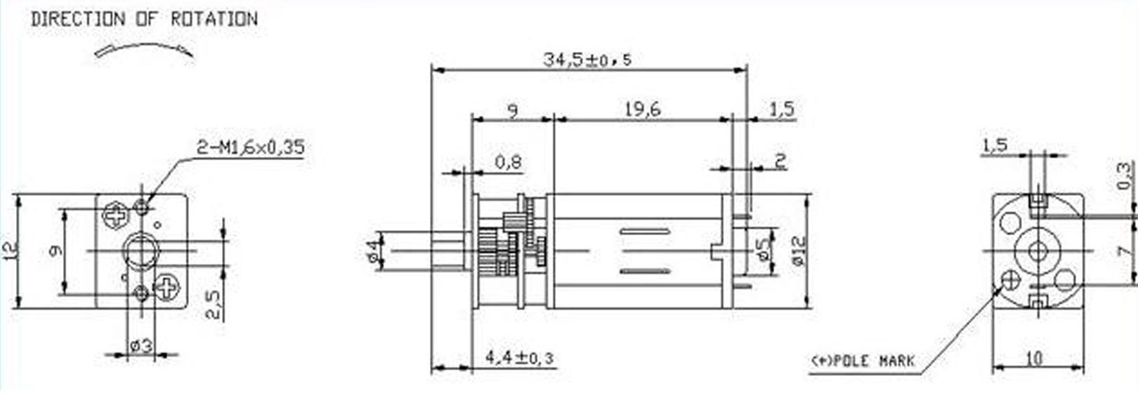 Mini motor dc 12v 520Rpm