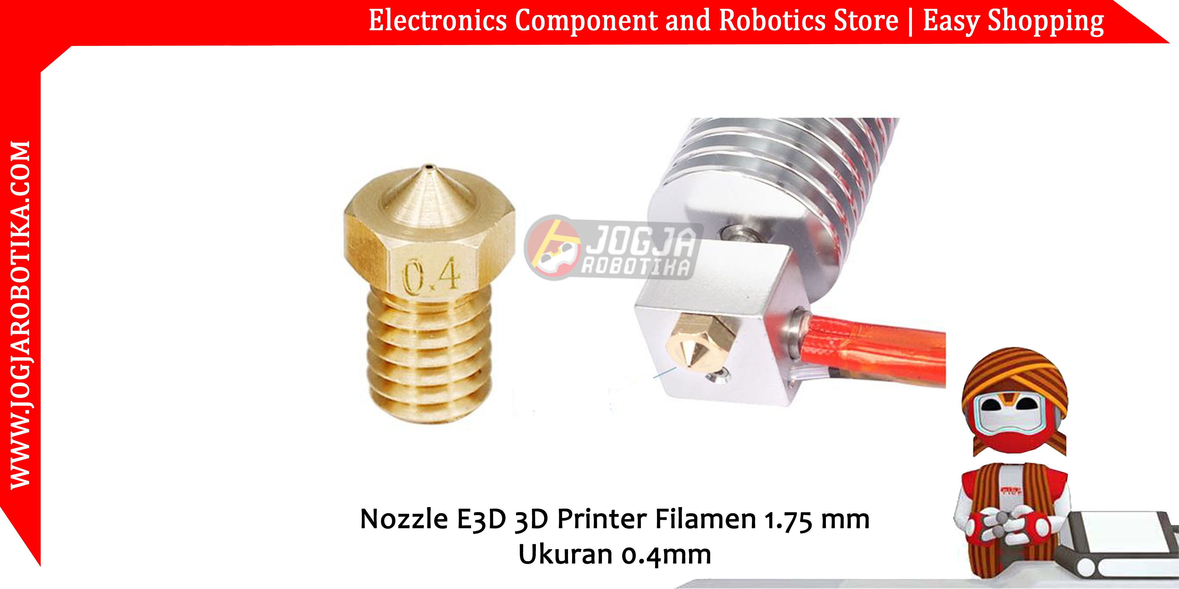Nozzle E3D 3D Printer Filamen 1.75 mm