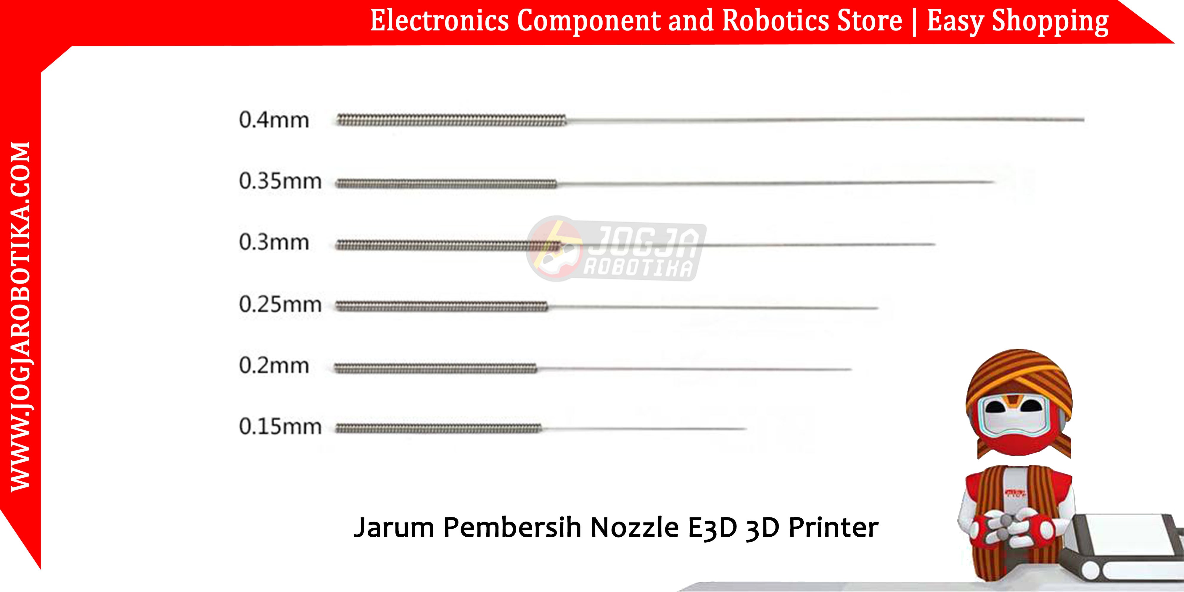 Jarum Pembersih Nozzle E3D 3D Printer 0.3mm