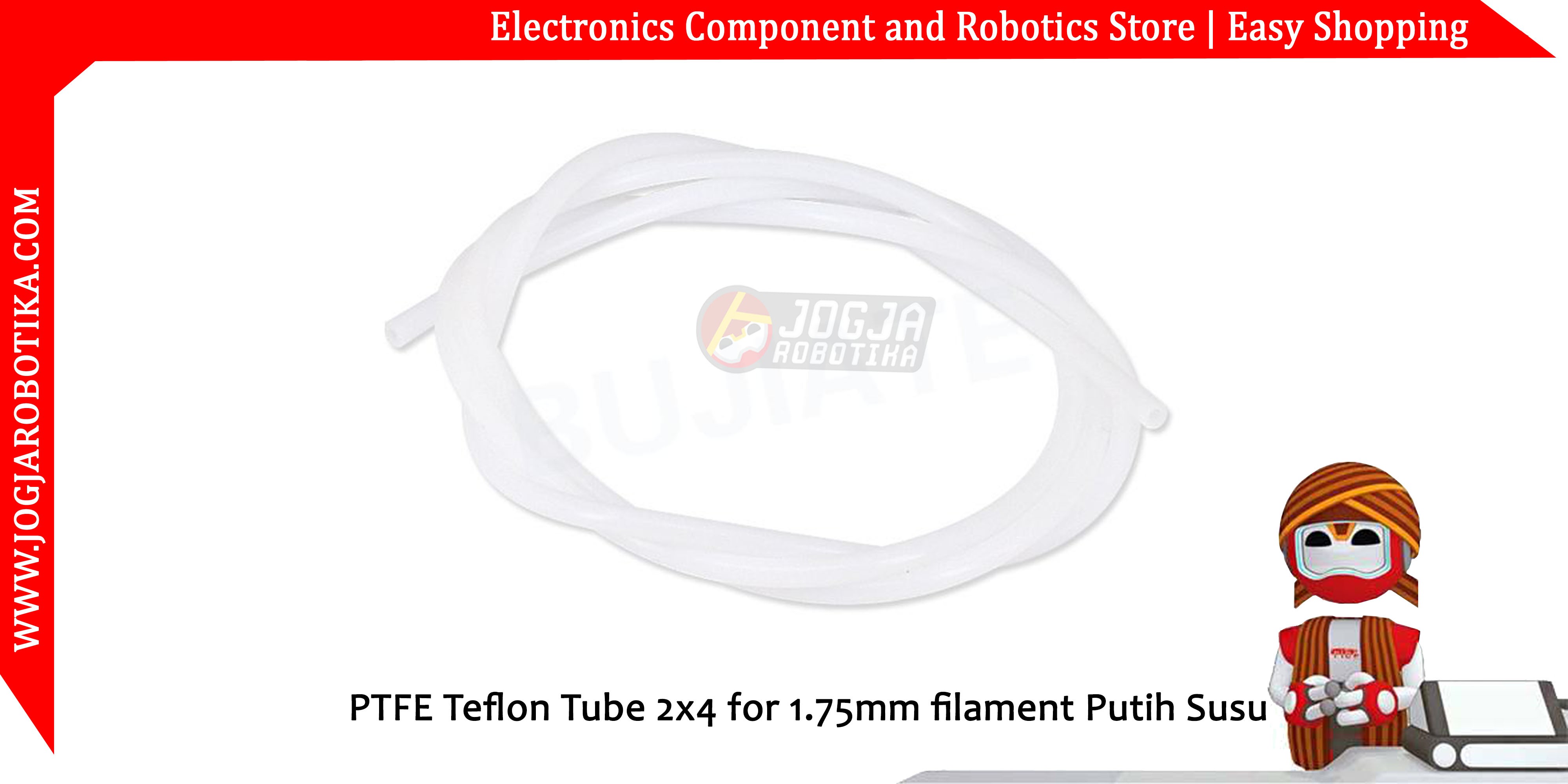 PTFE Teflon Tube 2x4 for 1.75mm filament Putih Susu