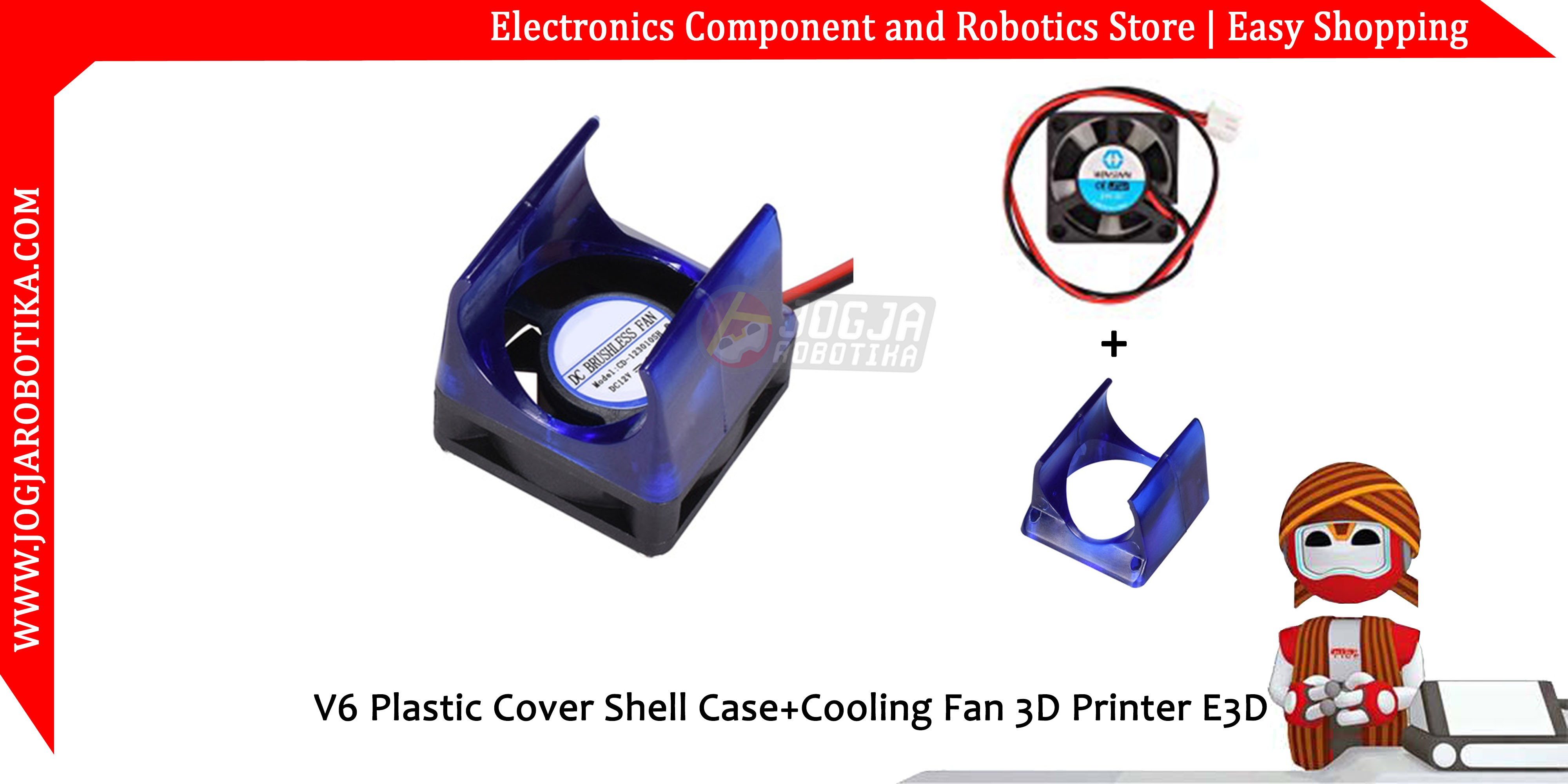 V6 Plastic Cover Shell Case+Cooling Fan 3D Printer E3D