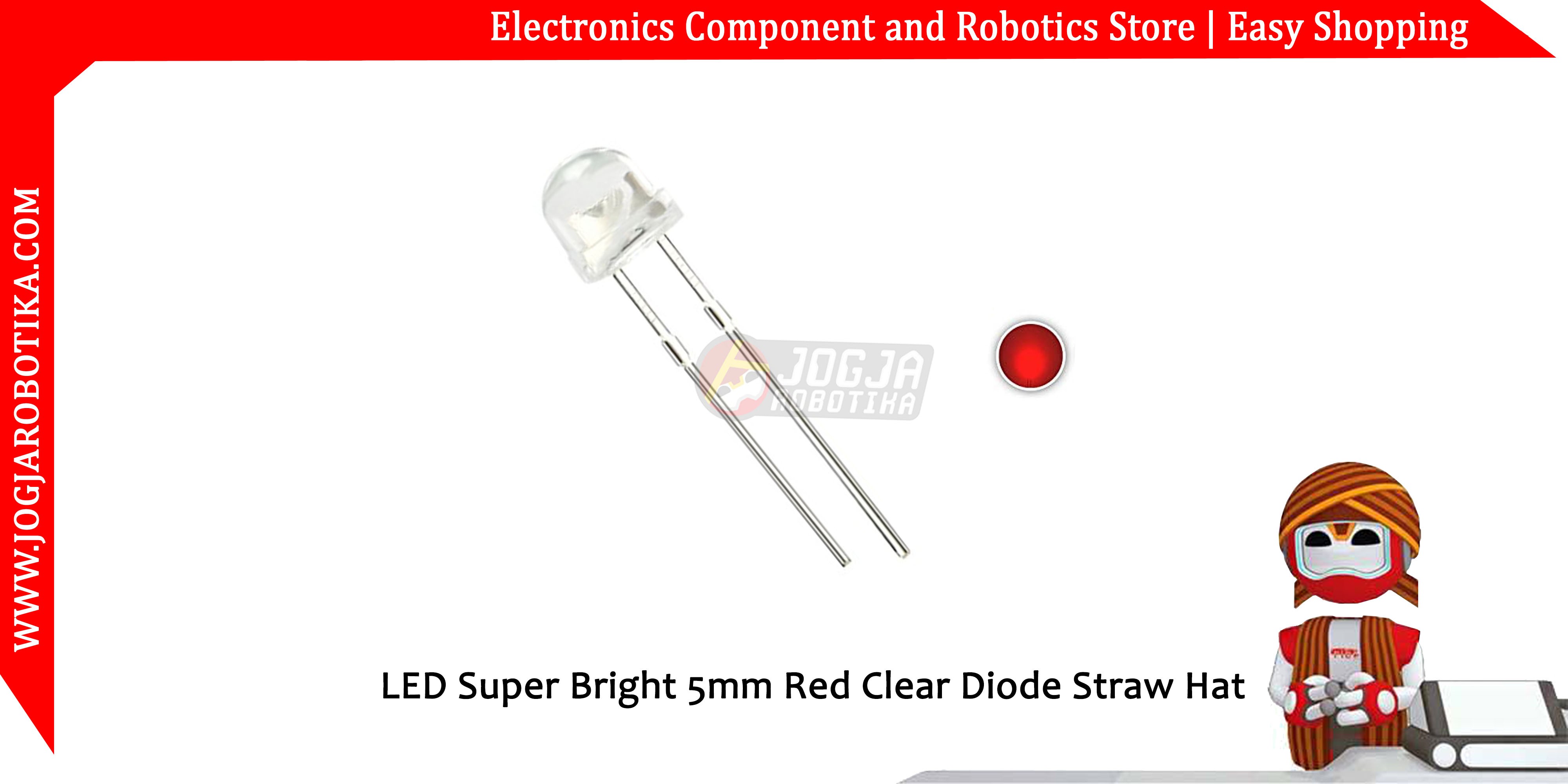 LED Super Bright 5mm Red Clear Diode Straw Hat