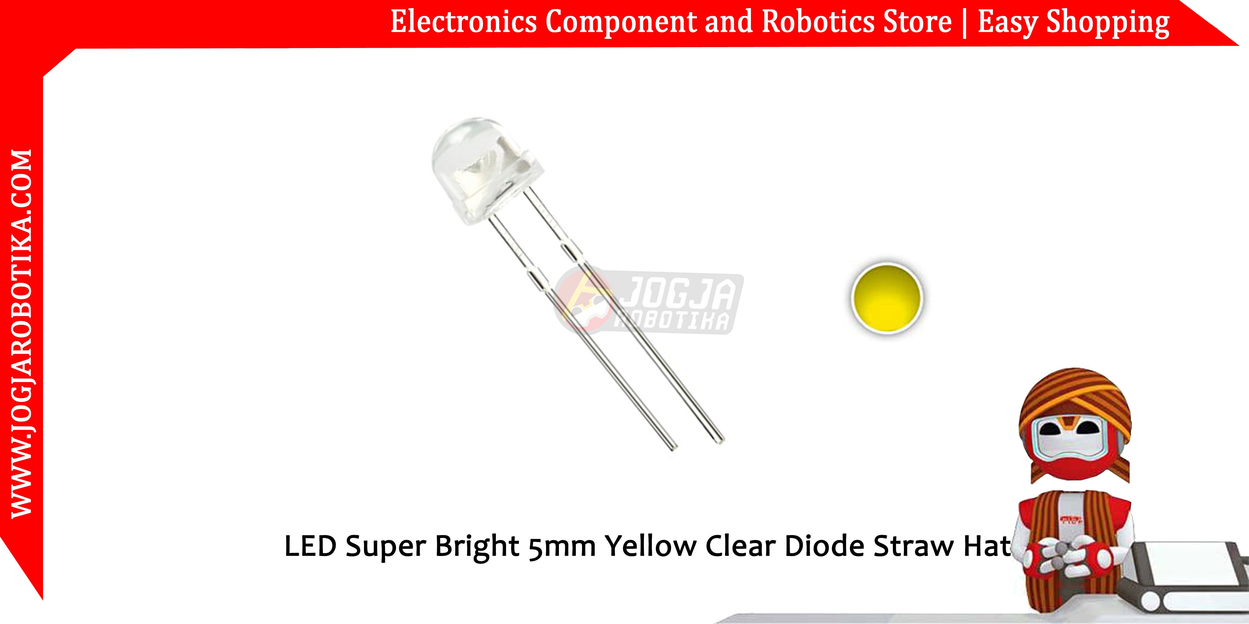 LED Super Bright 5mm Yellow Clear Diode Straw Hat