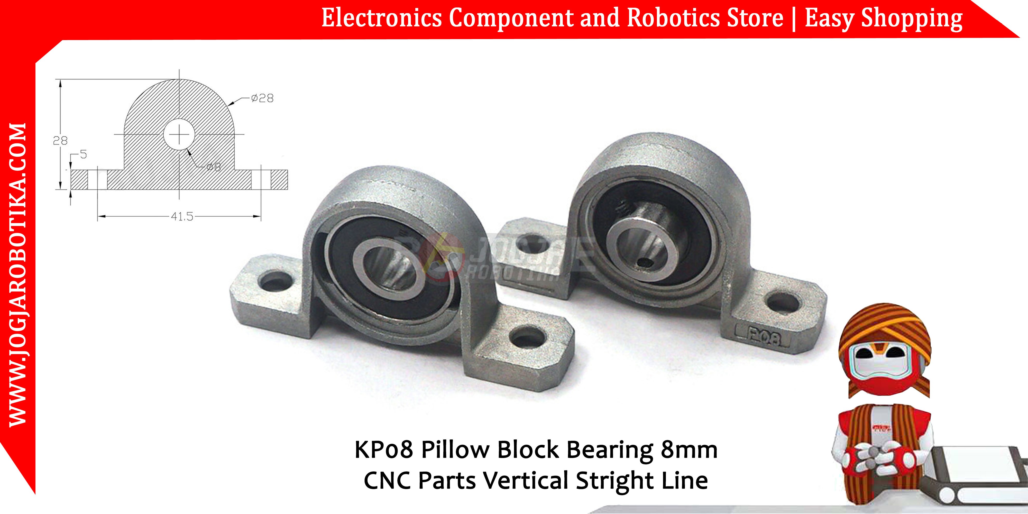 KP08 Pillow Block Bearing 8mm CNC Parts Vertical Stright Line