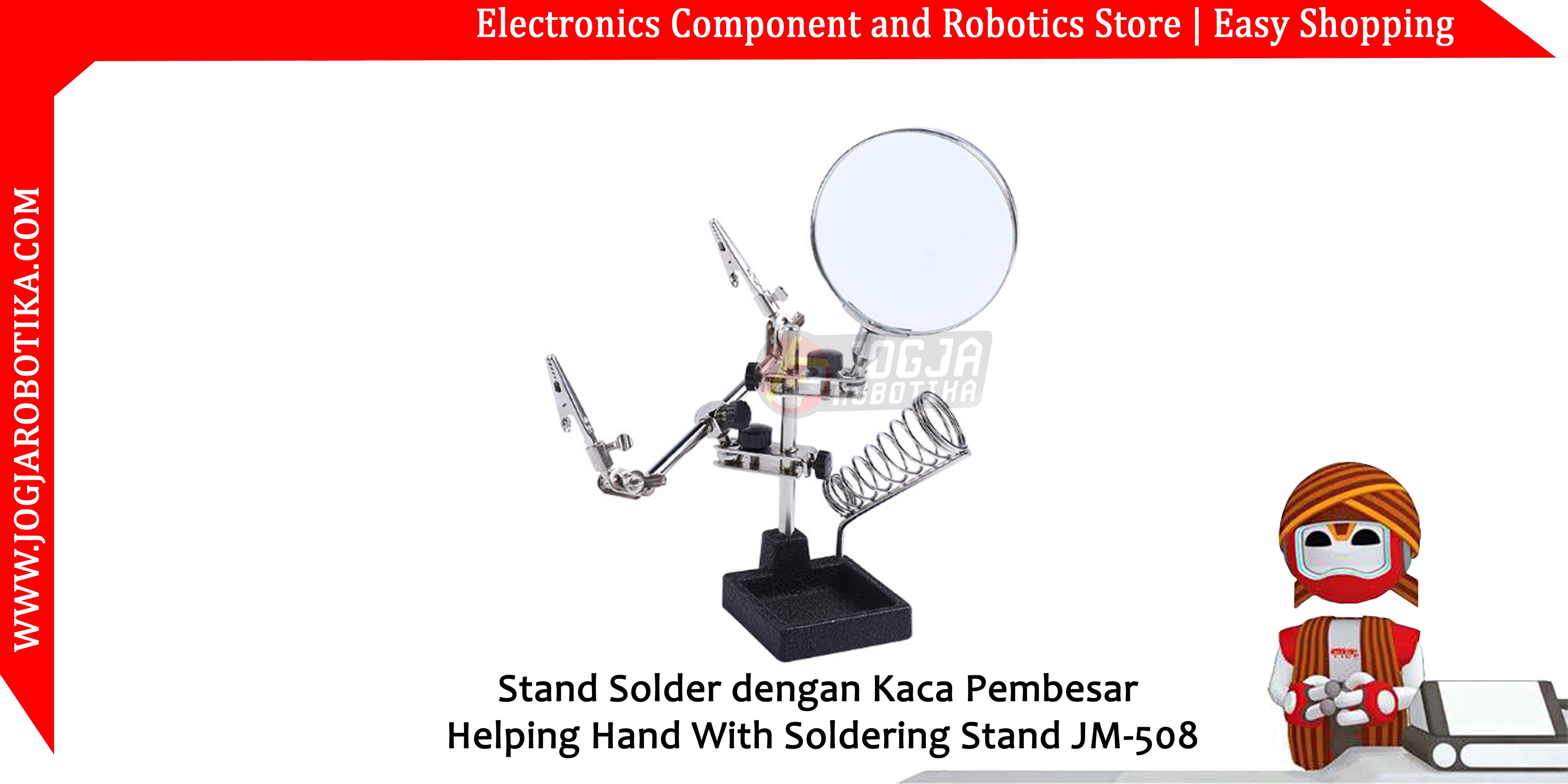 Stand Solder dengan Kaca Pembesar Helping Hand With Soldering Stand JM-508