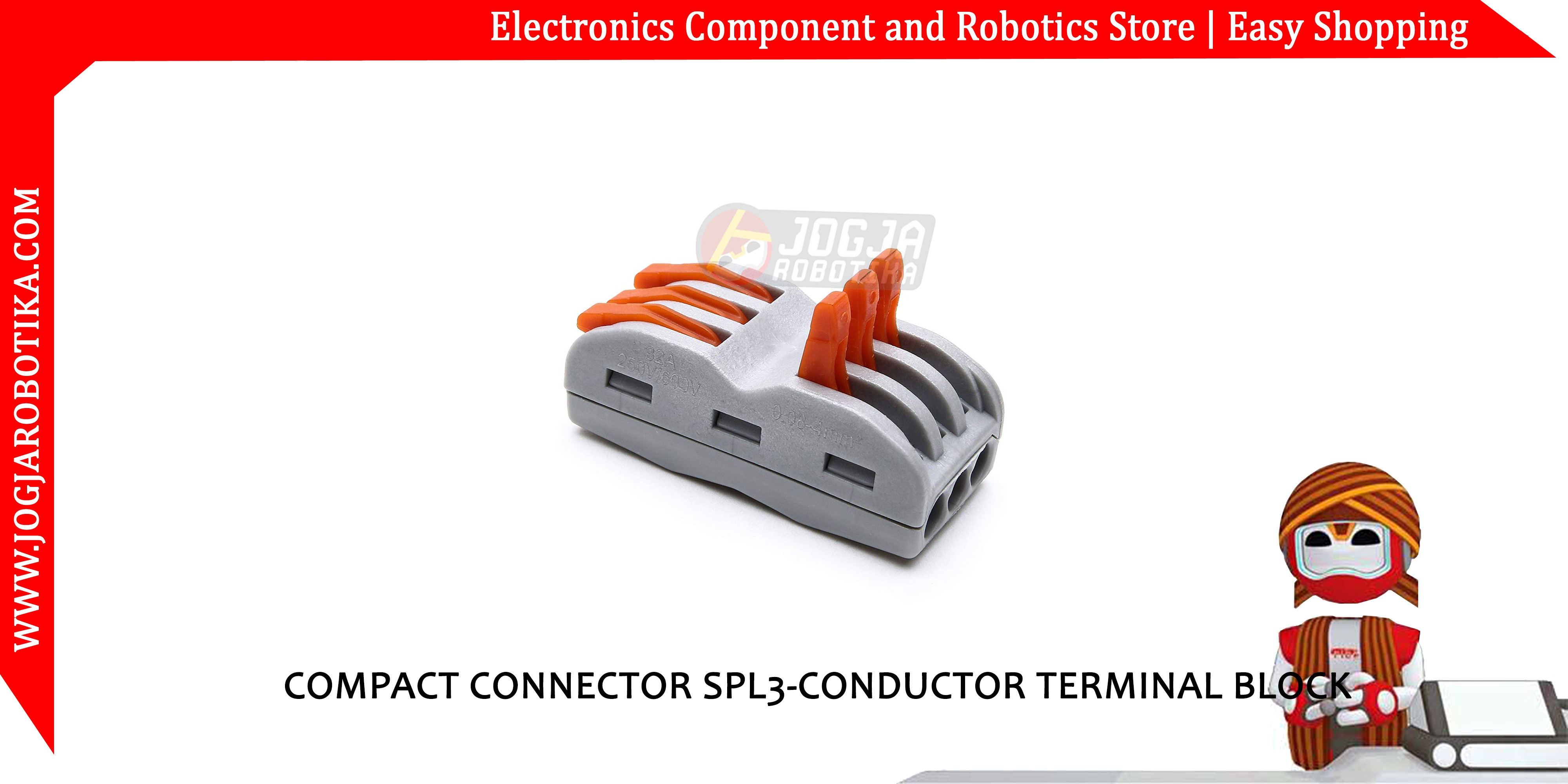 COMPACT CONNECTOR SPL-3 CONDUCTOR TERMINAL BLOCK WAGO QUICK CONNECTOR