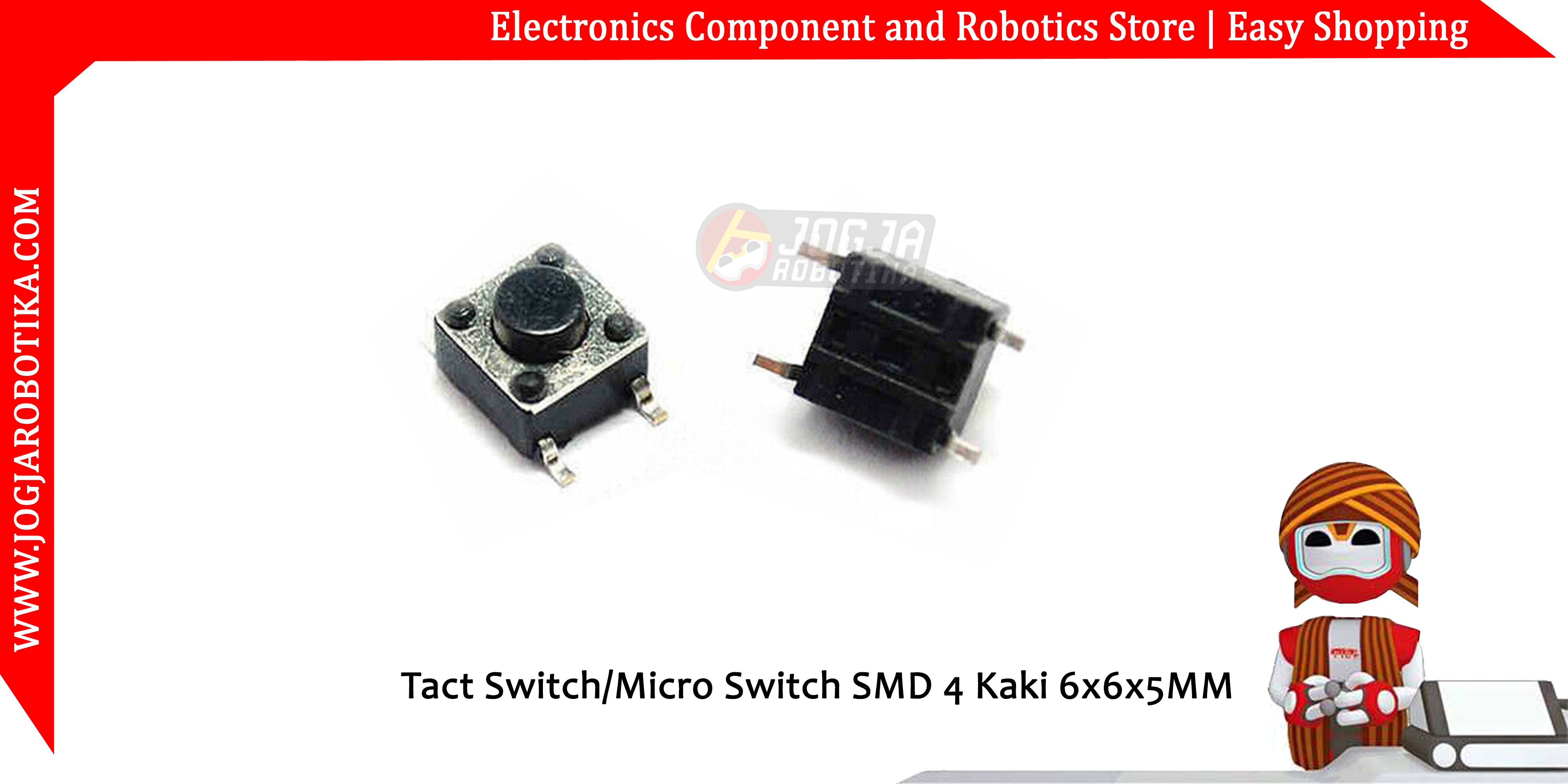 Tact Switch/Micro Switch SMD 4 Kaki 6x6x5MM