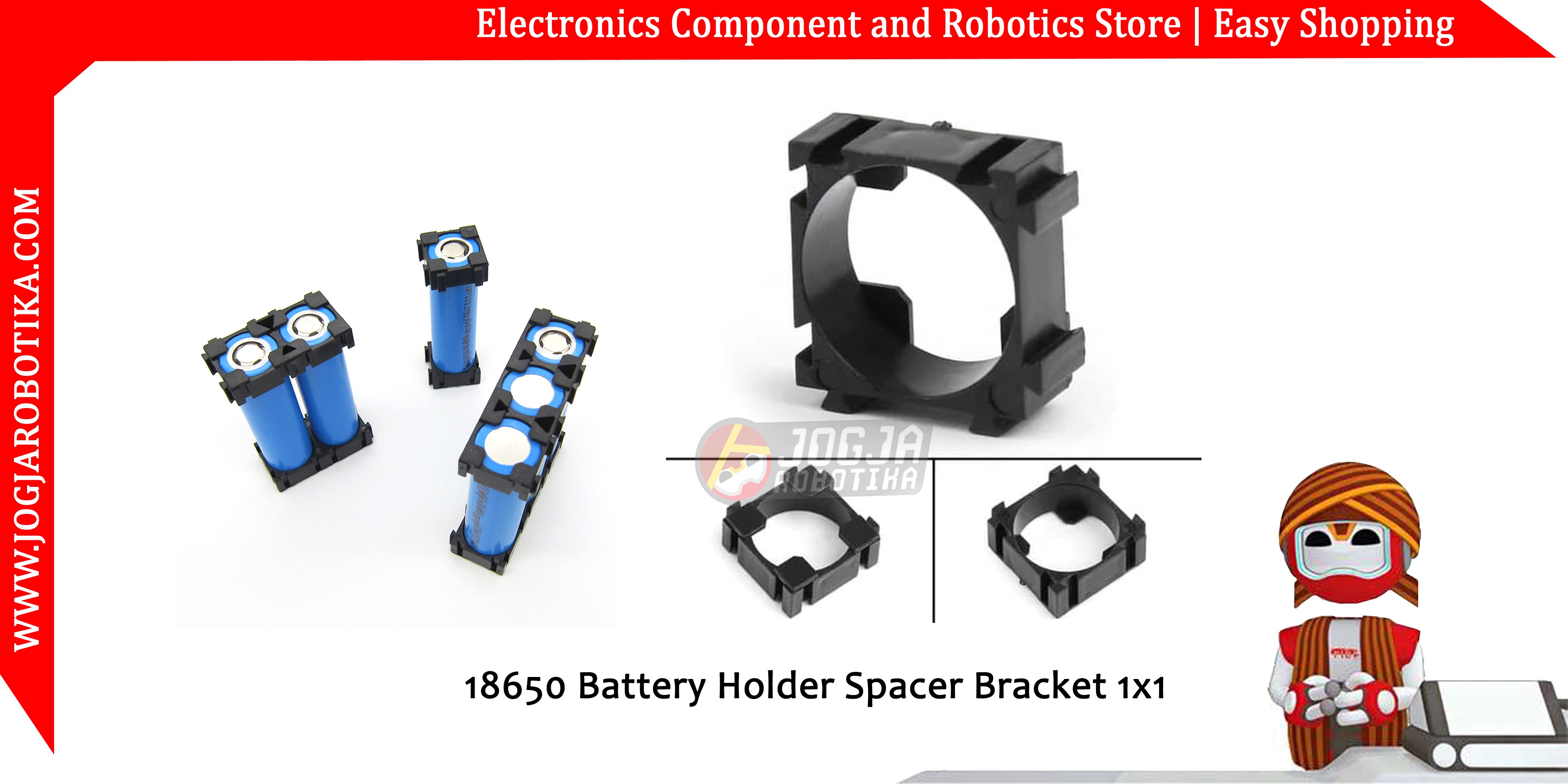 18650 Battery Holder Spacer Bracket 1x1