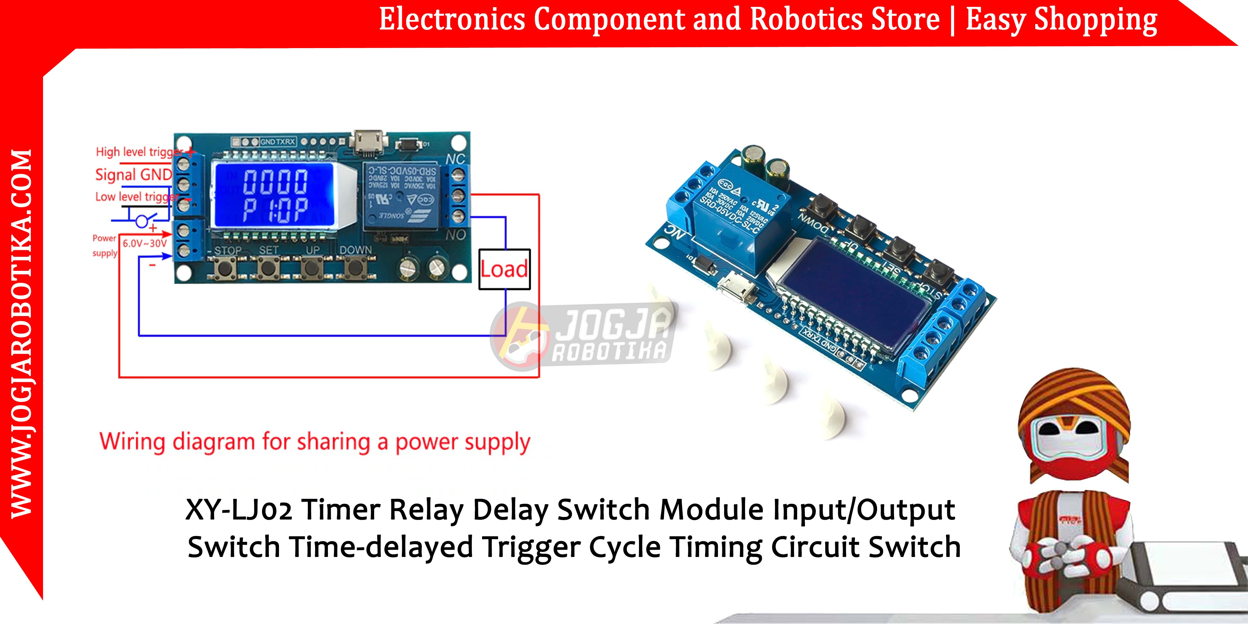 XY-LJ02 Timer Relay Delay Switch Module Input/Output Switch Time-delayed Trigger Cycle Timing Circuit Switch