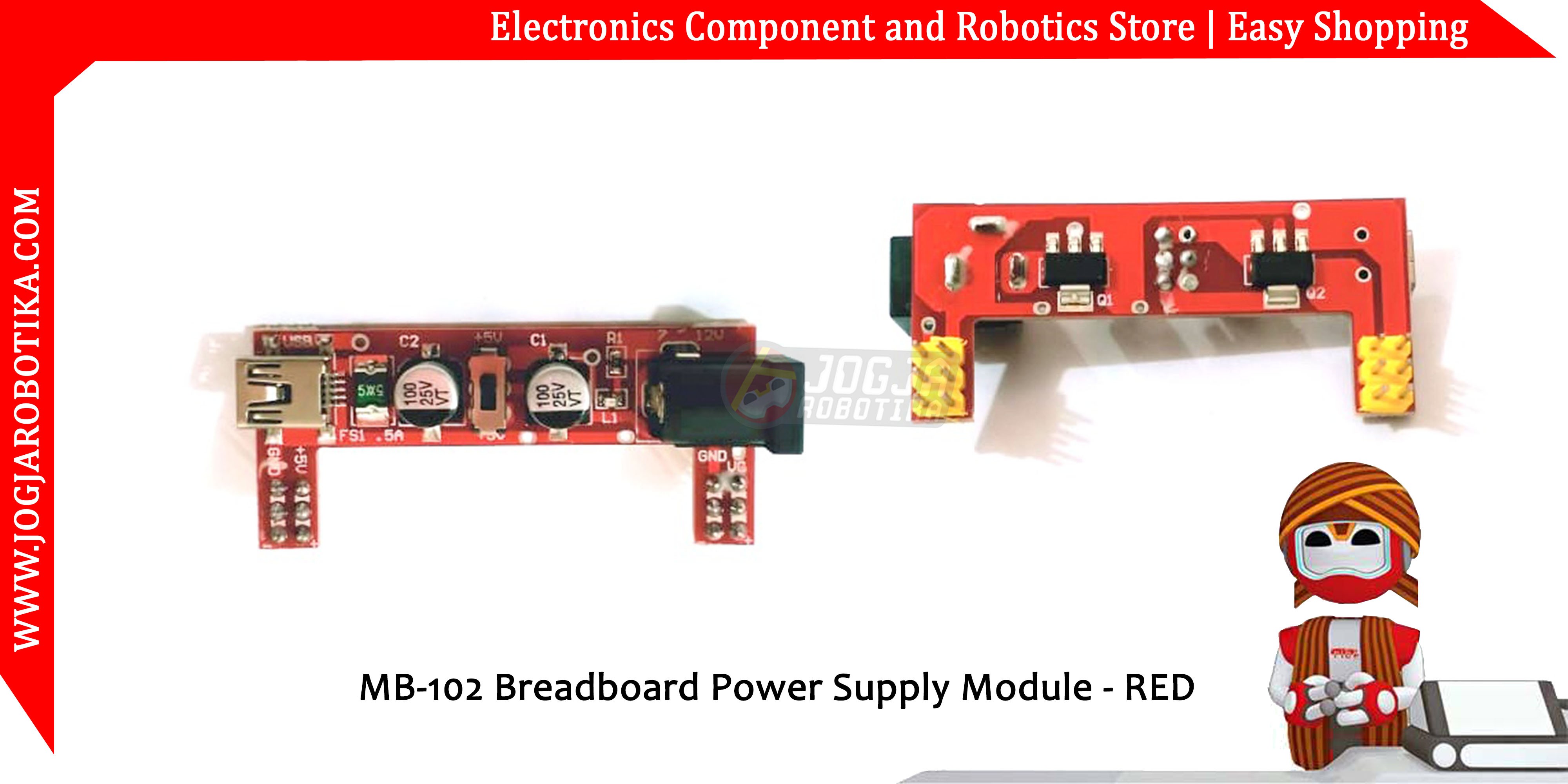 MB-102 Breadboard Power Supply Module - Red