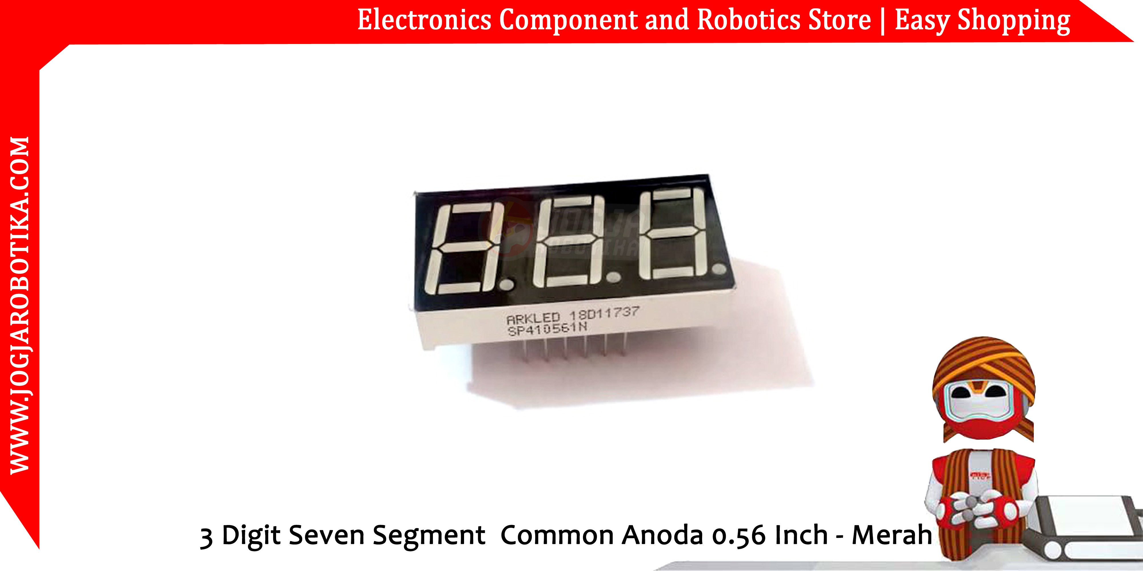 3 Digit Seven Segment Common Anoda SP410561N 0.56 Inch-Merah