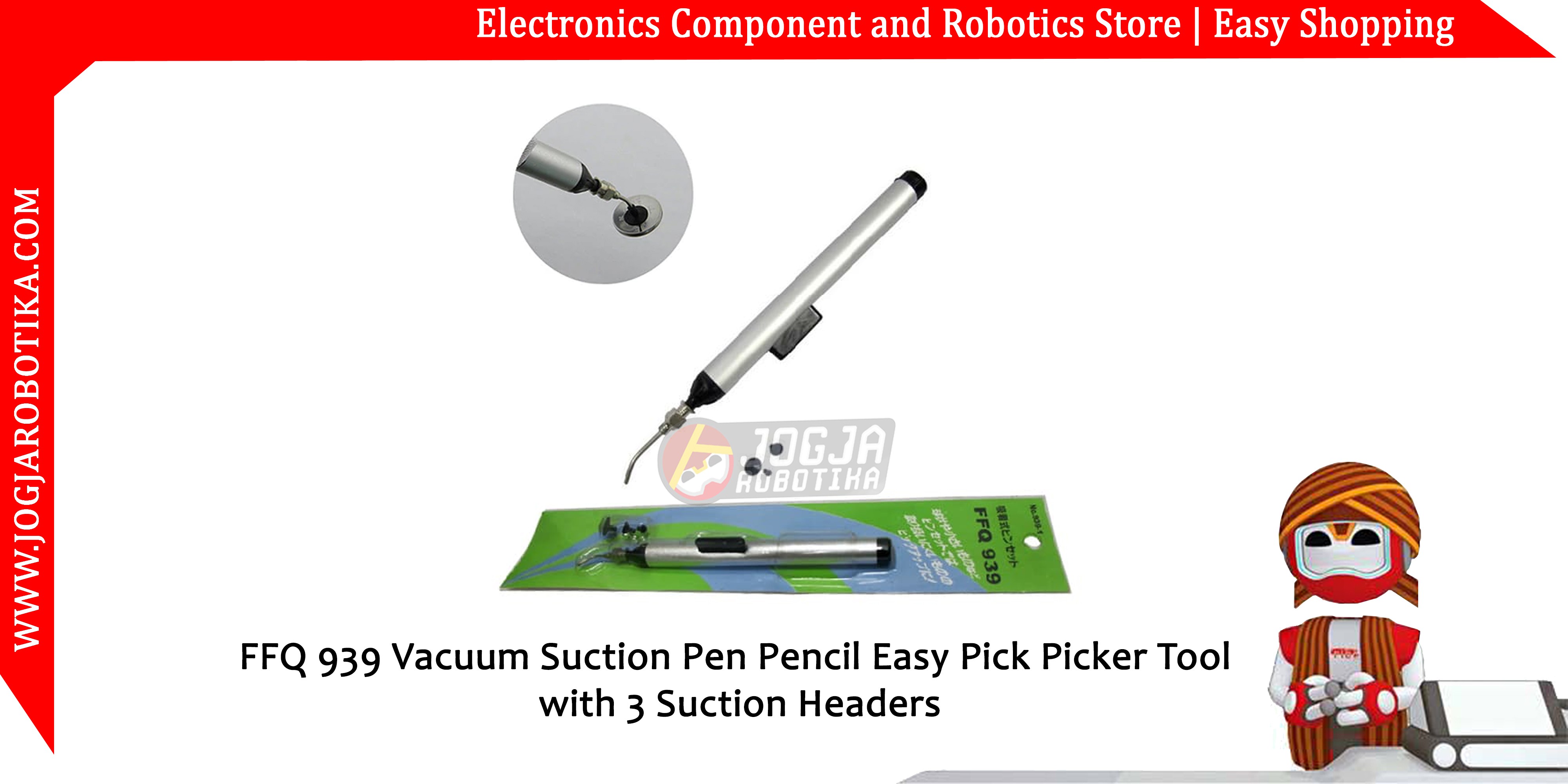 FFQ 939 Vacuum Suction Pen Pencil Easy Pick Picker Tool with 3 Suction Headers