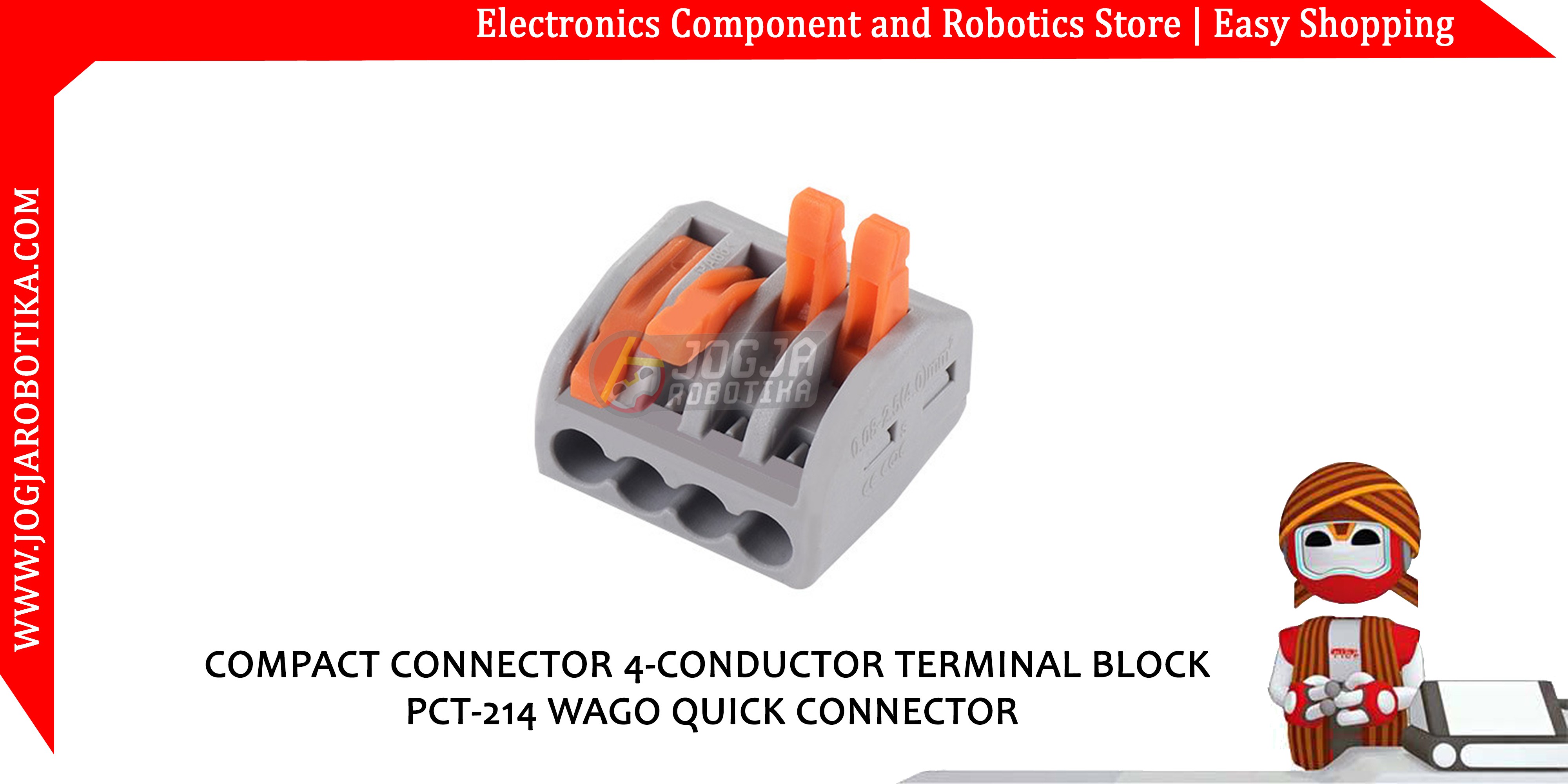 COMPACT CONNECTOR 4-CONDUCTOR TERMINAL BLOCK PCT-214 WAGO QUICK CONNECTOR