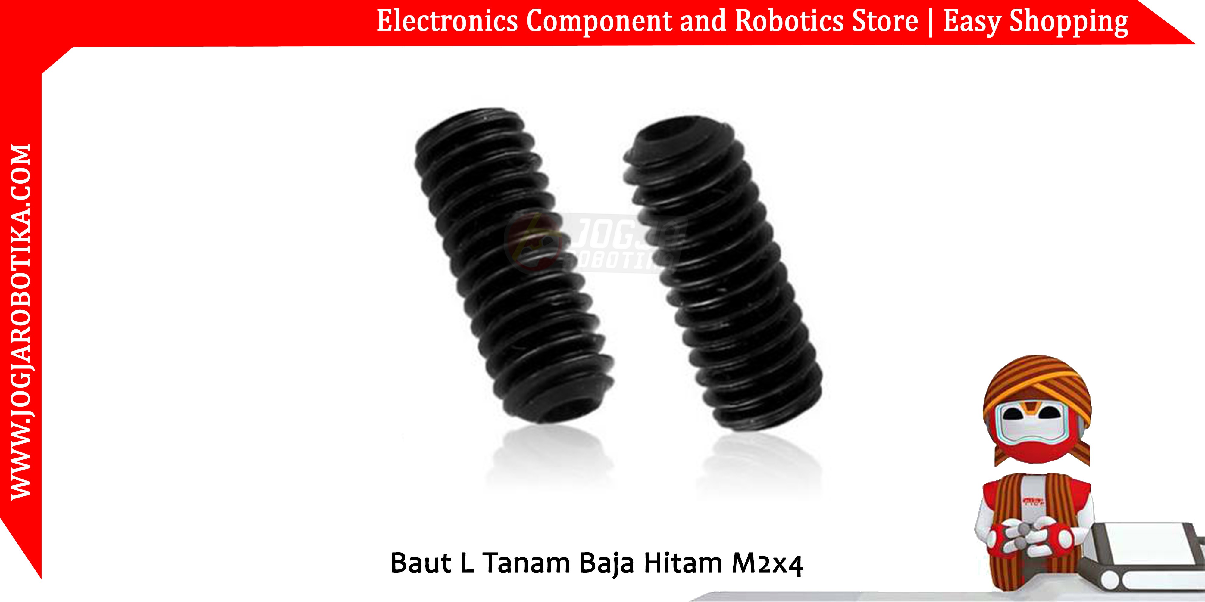 Baut L Tanam Baja Hitam M2x4