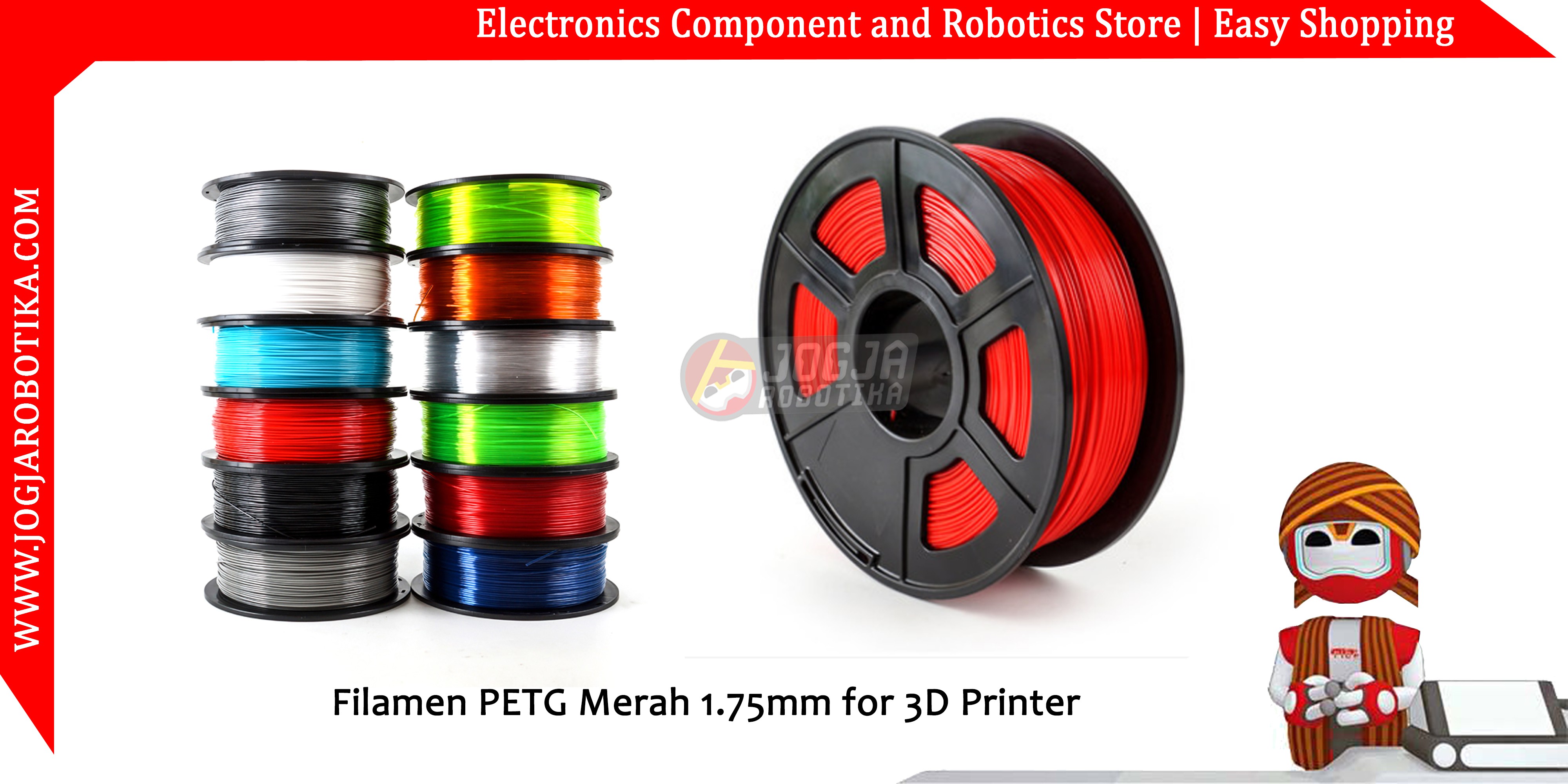 Filamen PETG Merah 1.75mm for 3D Printer