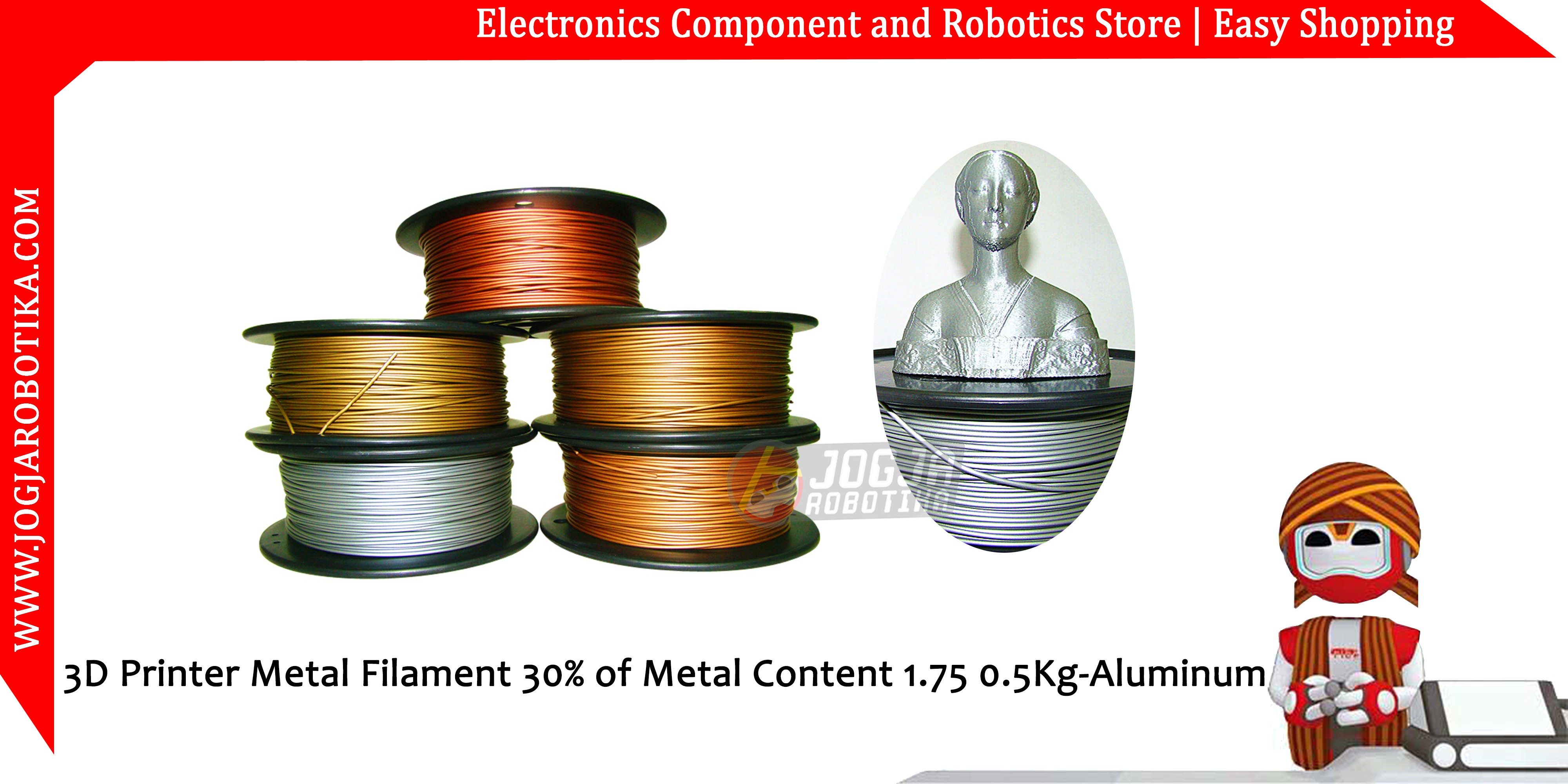 3D Printer Metal Filament 30% of Metal Content 1.75mm 0.5Kg-Aluminum
