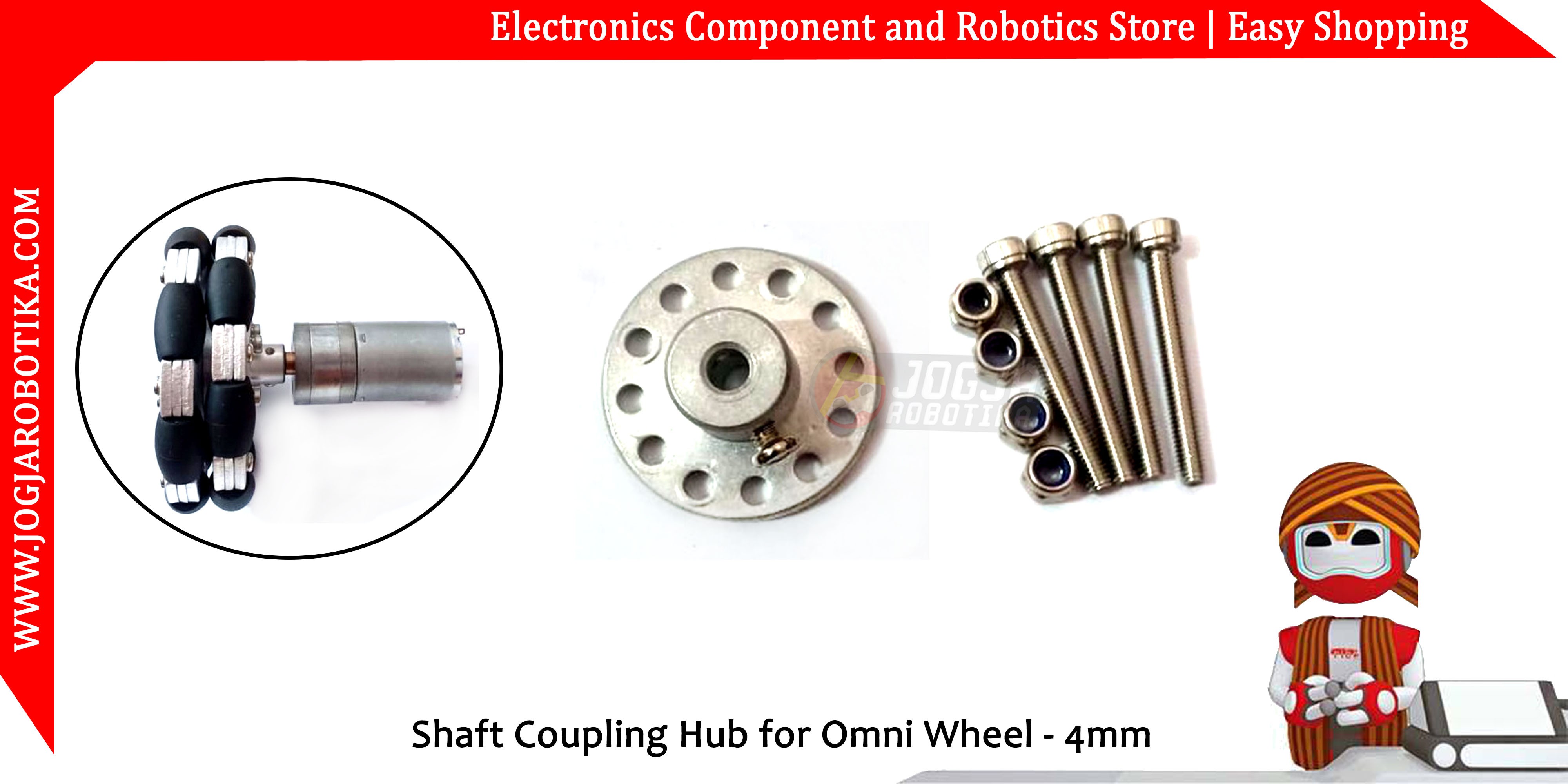 Shaft Coupling Hub for Omni Wheel - 4mm