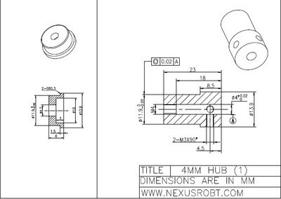 Motor Coupling Hub for Omni Wheel - 4mm