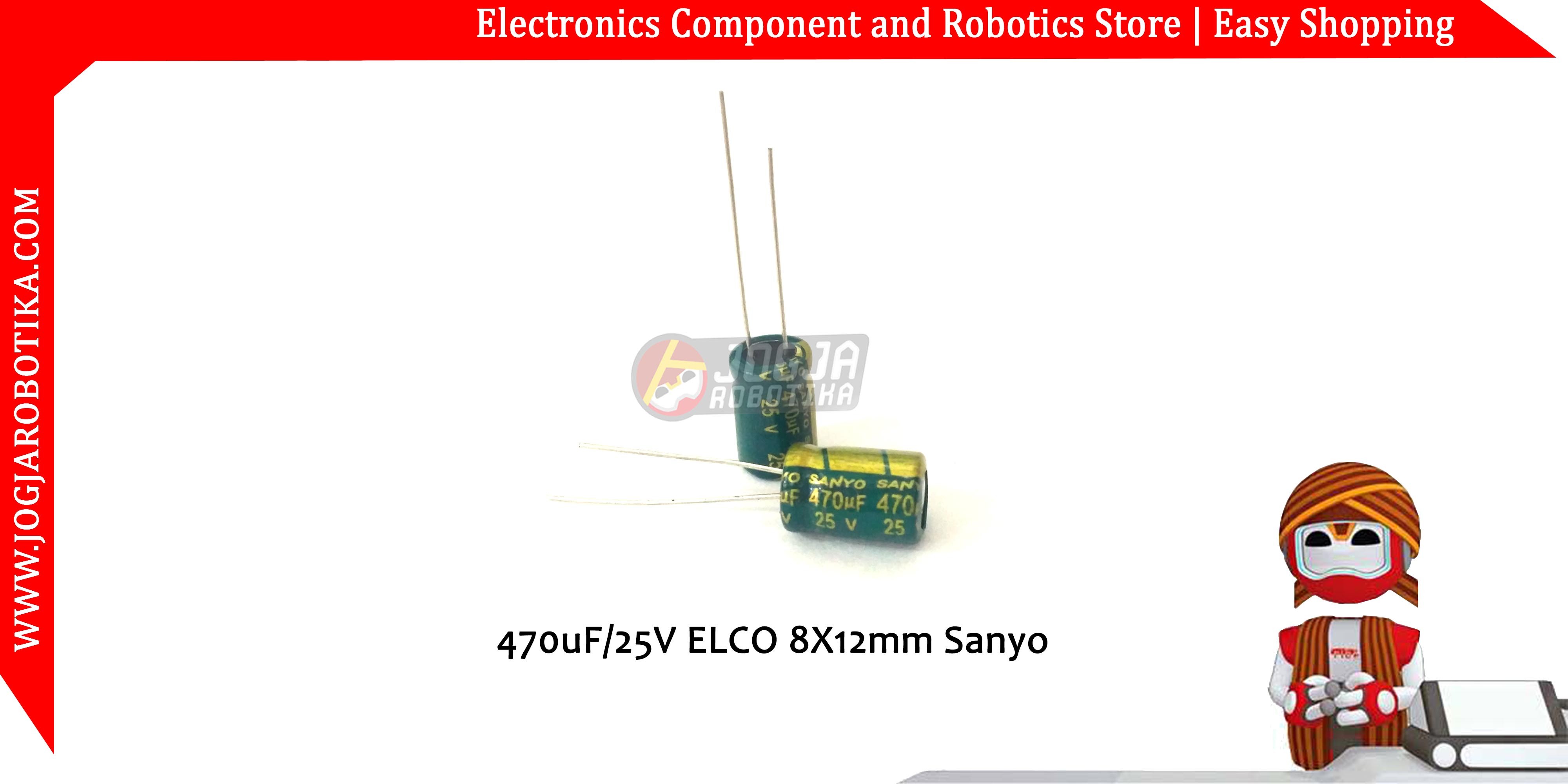 470uF/25V ELCO 8X12mm Sanyo