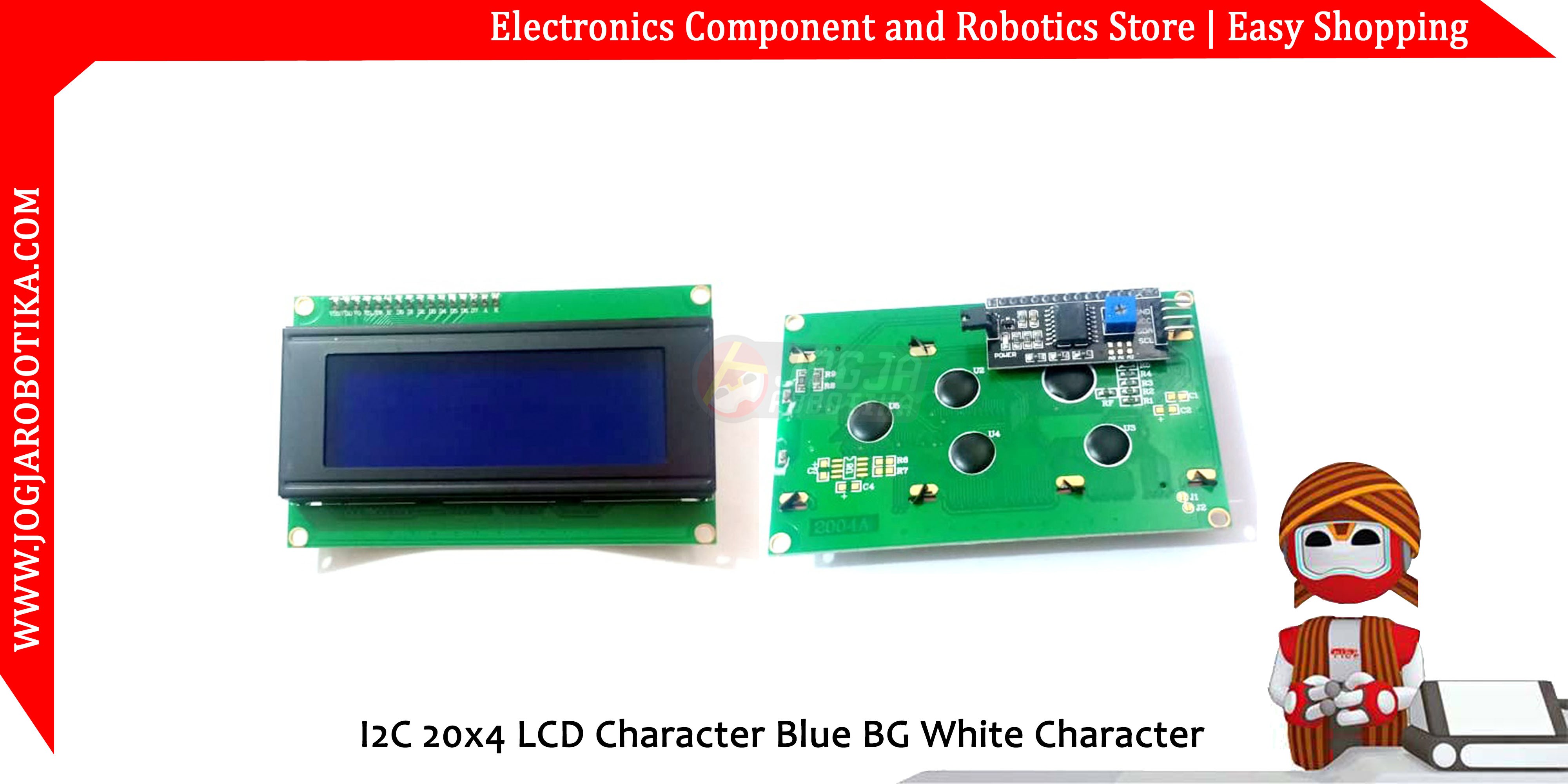 I2C 20x4 LCD Character Blue BG White Character