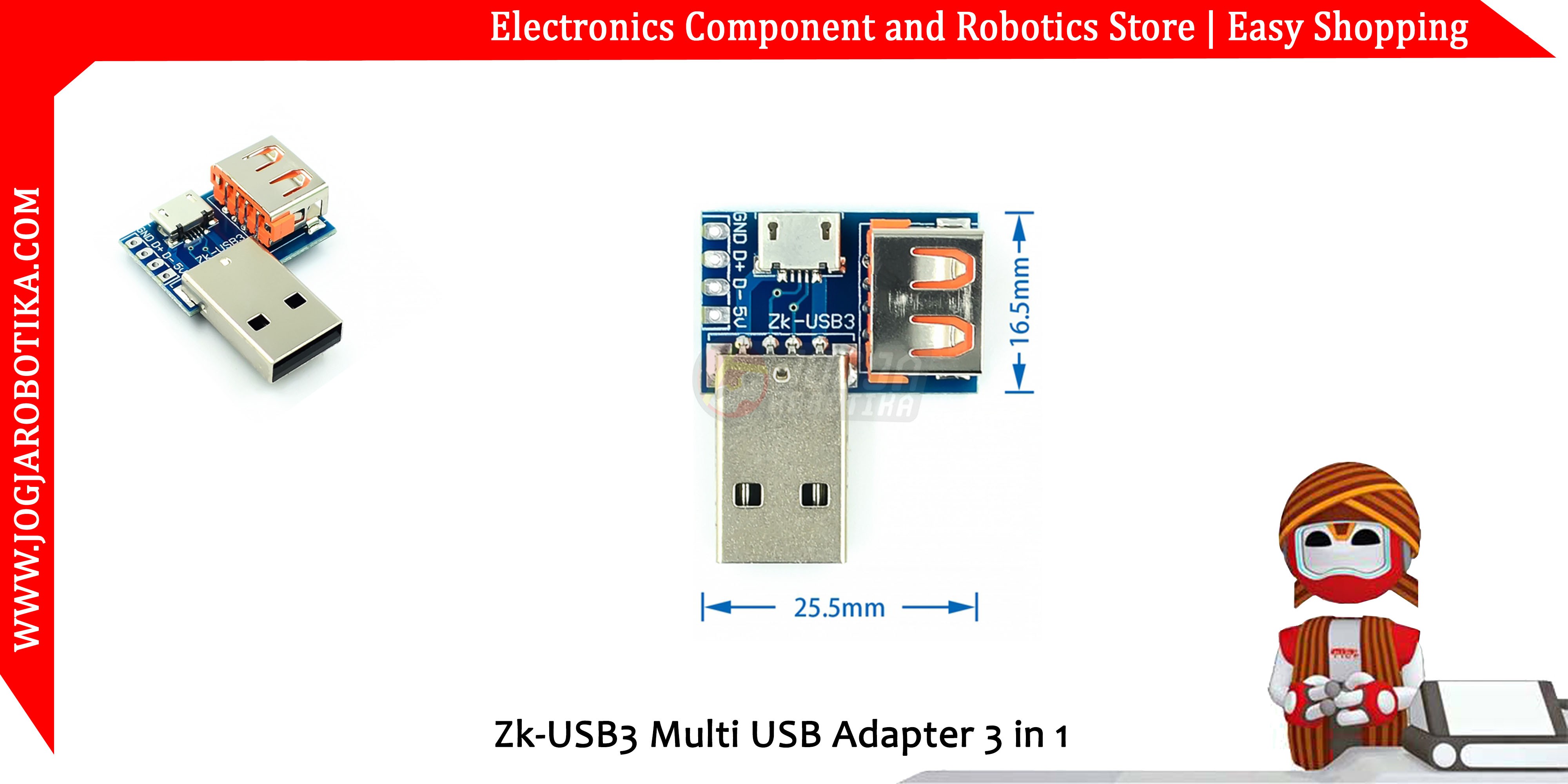 Zk-USB3 Multi USB Adapter 3 in 1