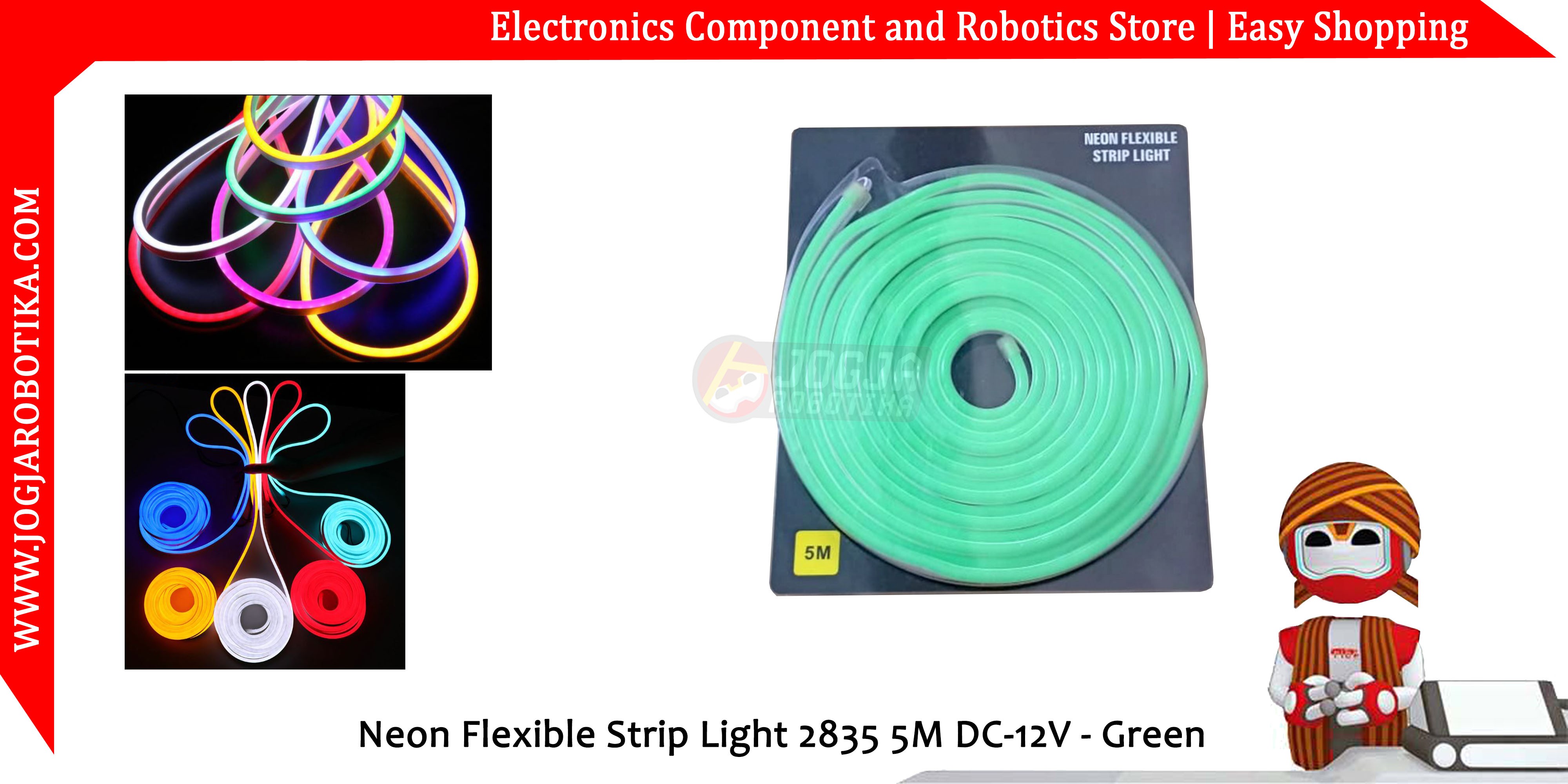 Led Neon Flexible Strip Light 2835 5M DC-12V - Green