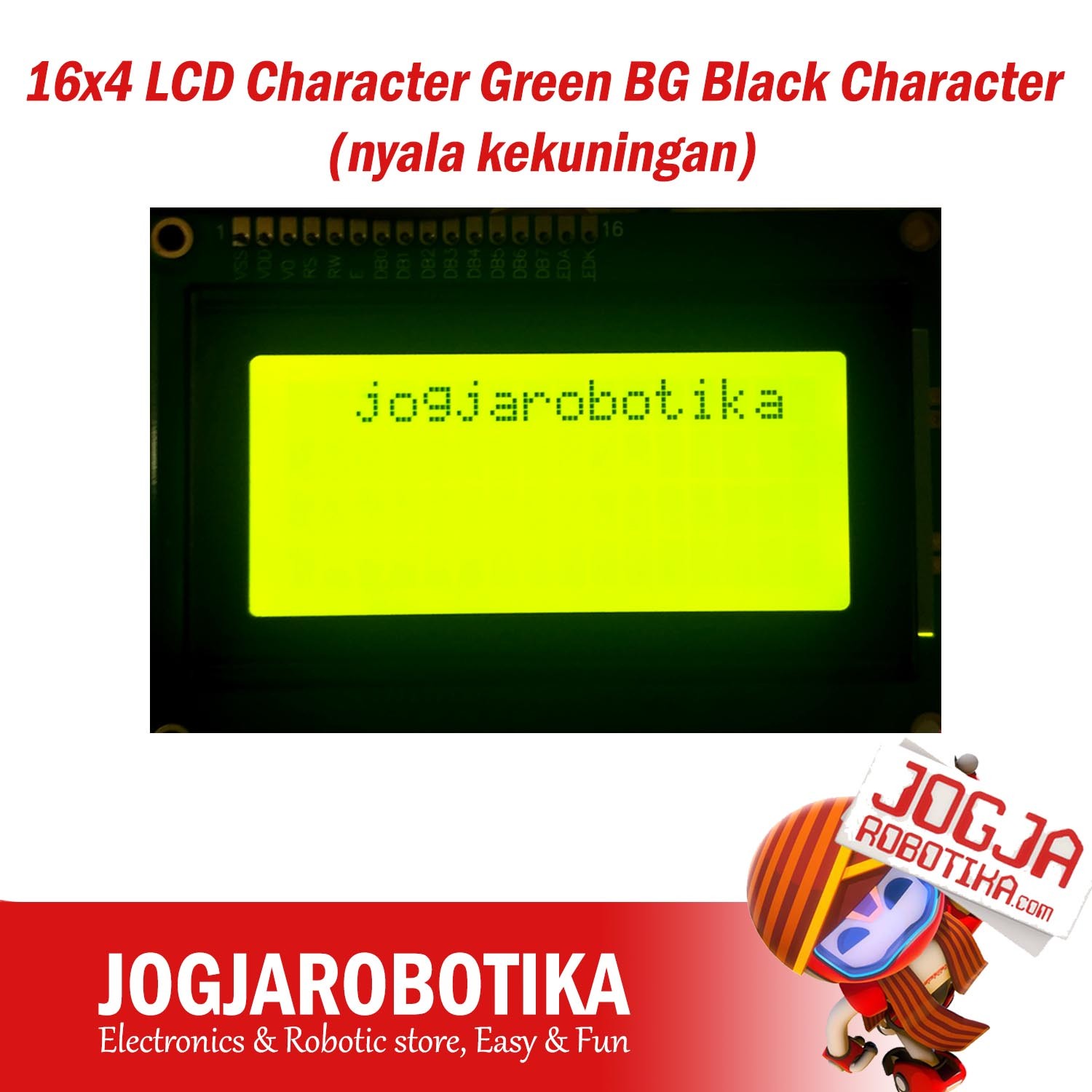 16x4 LCD Character Green BG Black Character