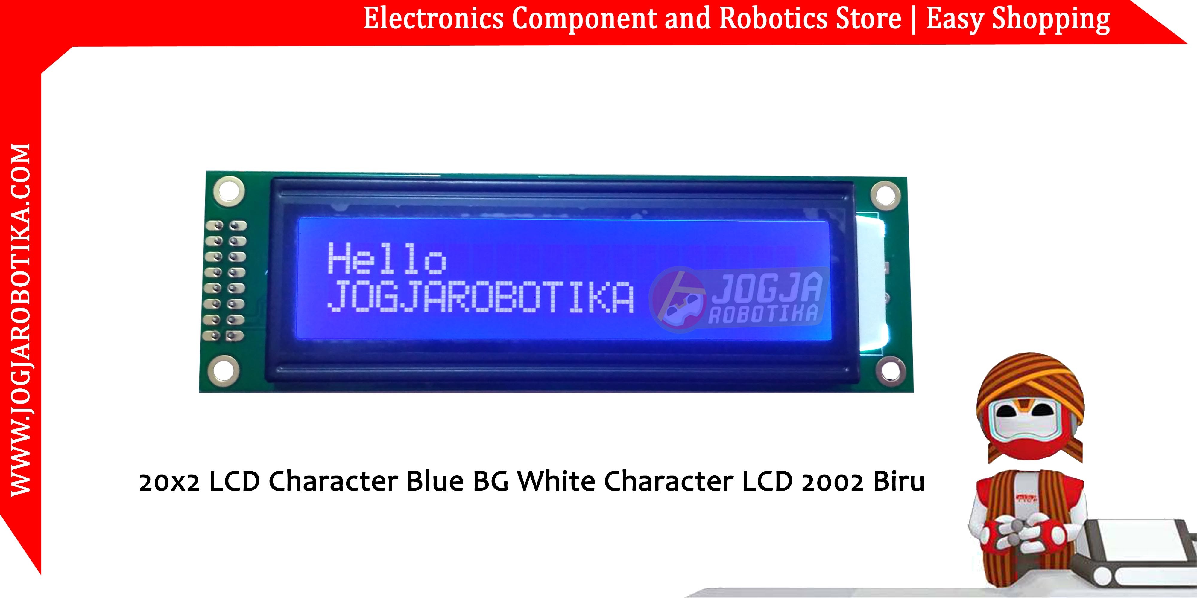 20x2 LCD Character Blue BG White Character LCD 2002 Biru