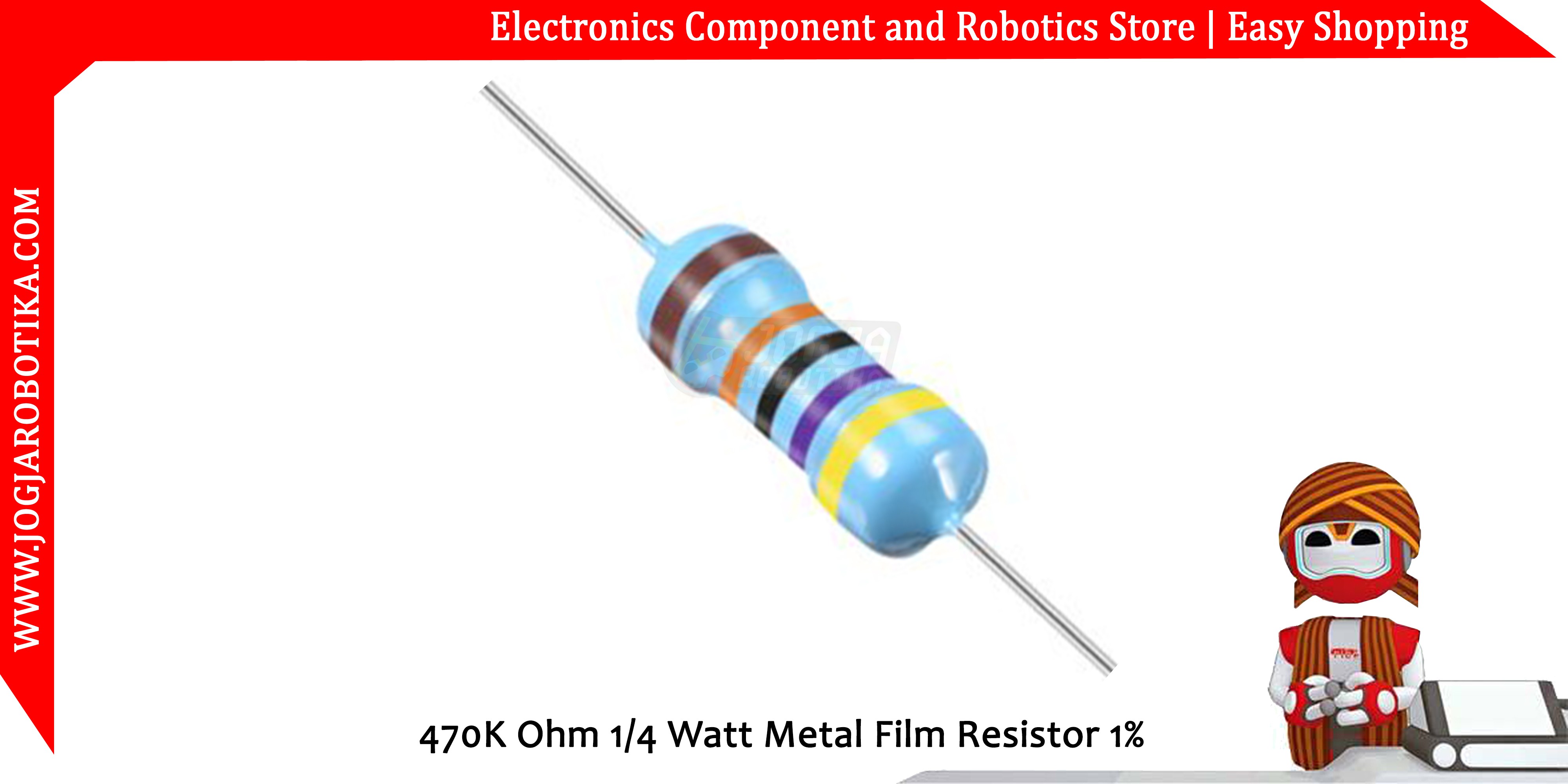 470K Ohm 1/4 Watt  Metal Film Resistor 1%