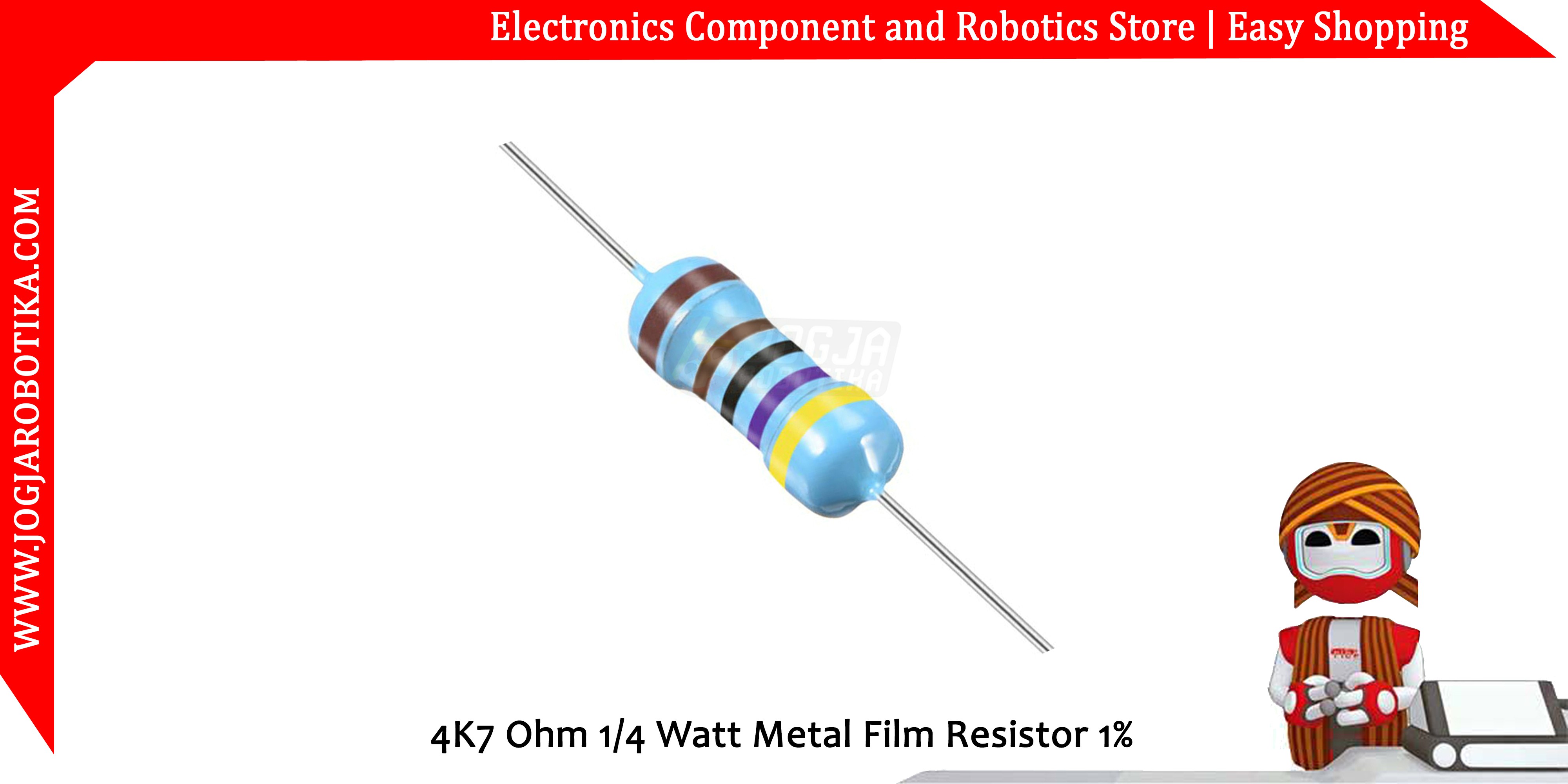 4K7 Ohm 1/4 Watt  Metal Film Resistor 1%