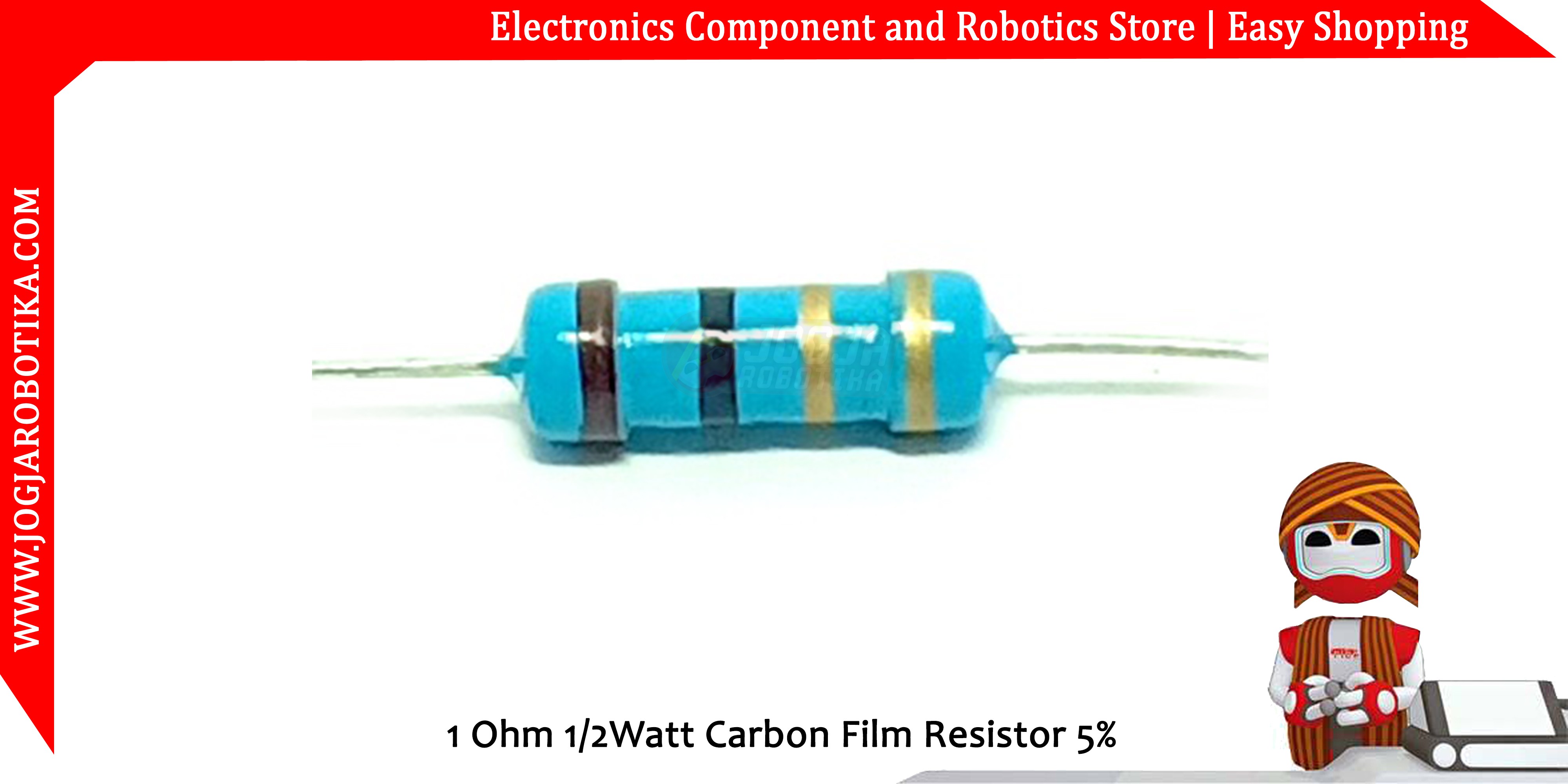1 Ohm 1/2Watt Carbon Film Resistor