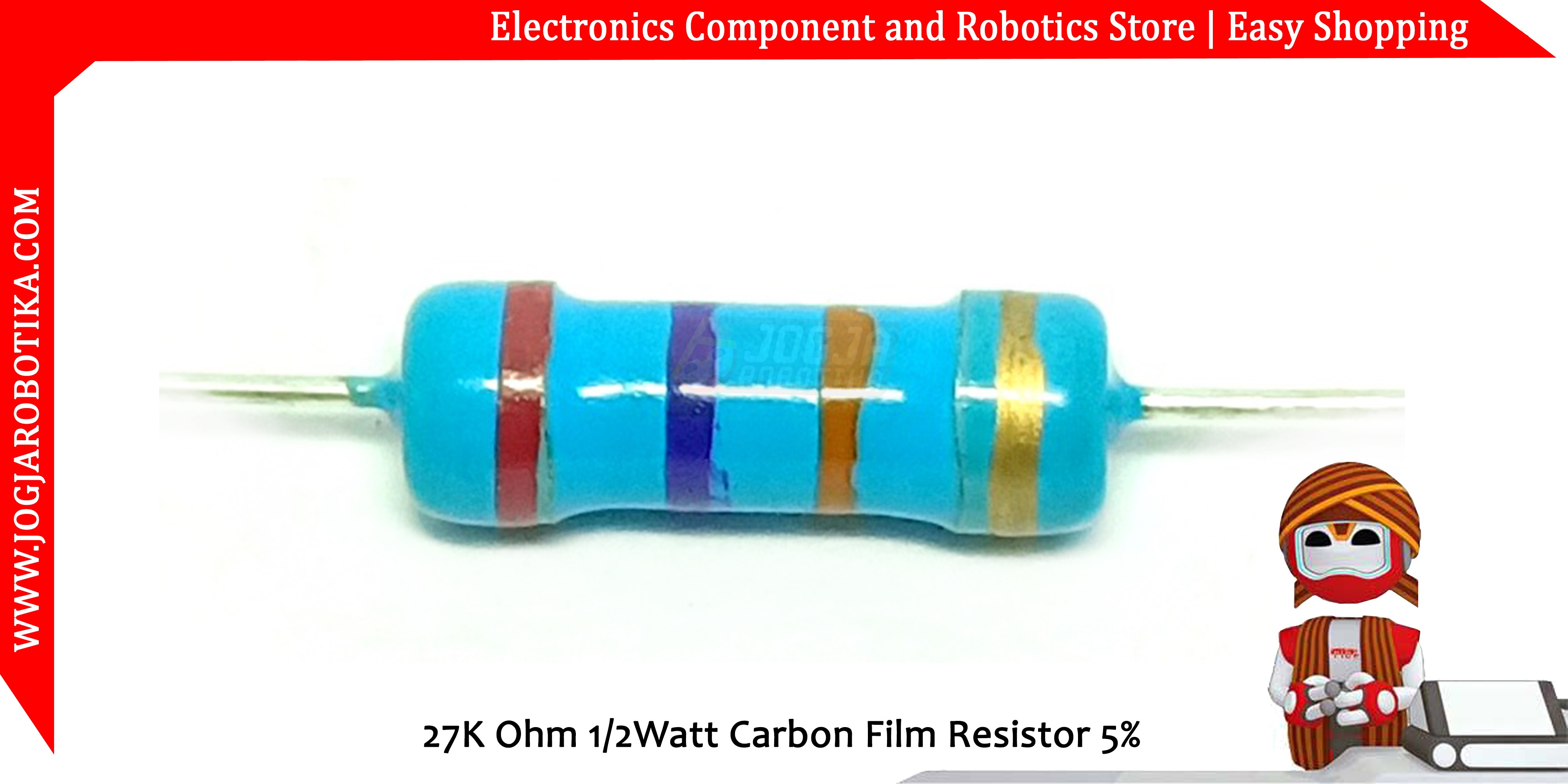 27K Ohm 1/2Watt Carbon Film Resistor