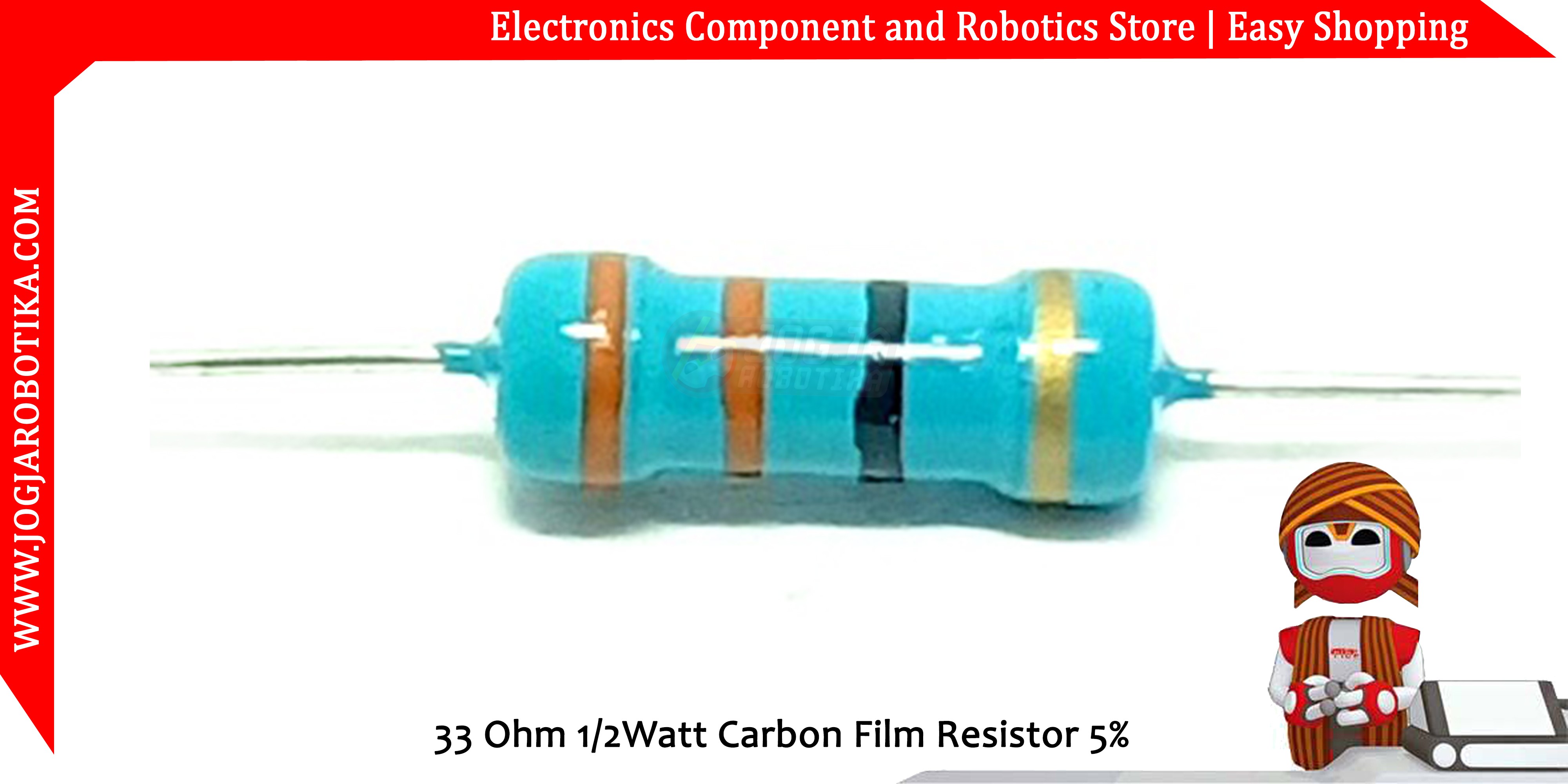 33 Ohm 1/2Watt Carbon Film Resistor