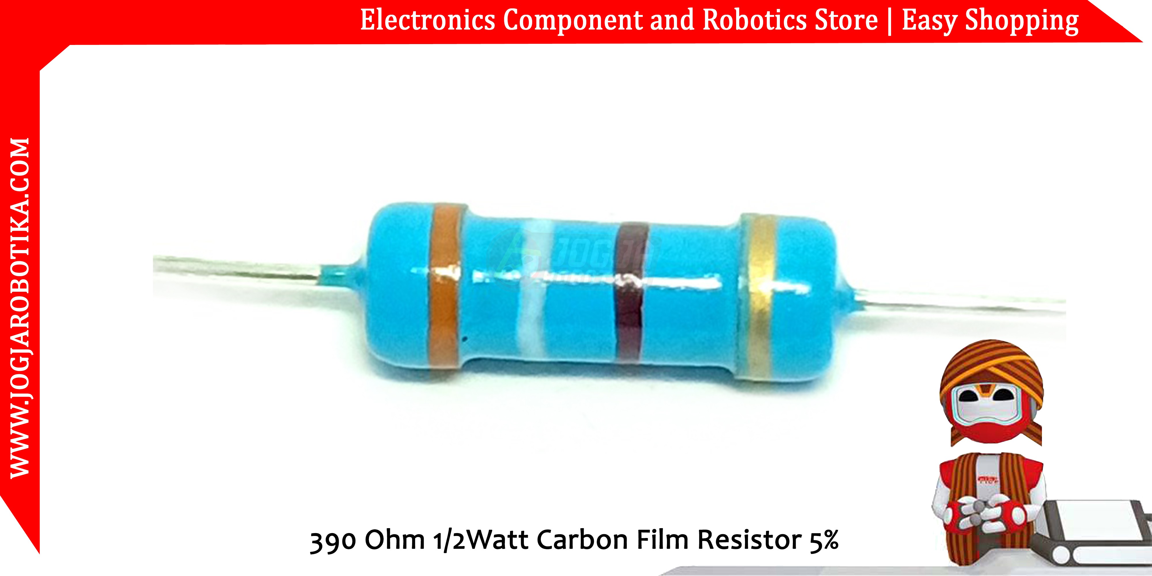 390 Ohm 1/2Watt Carbon Film Resistor