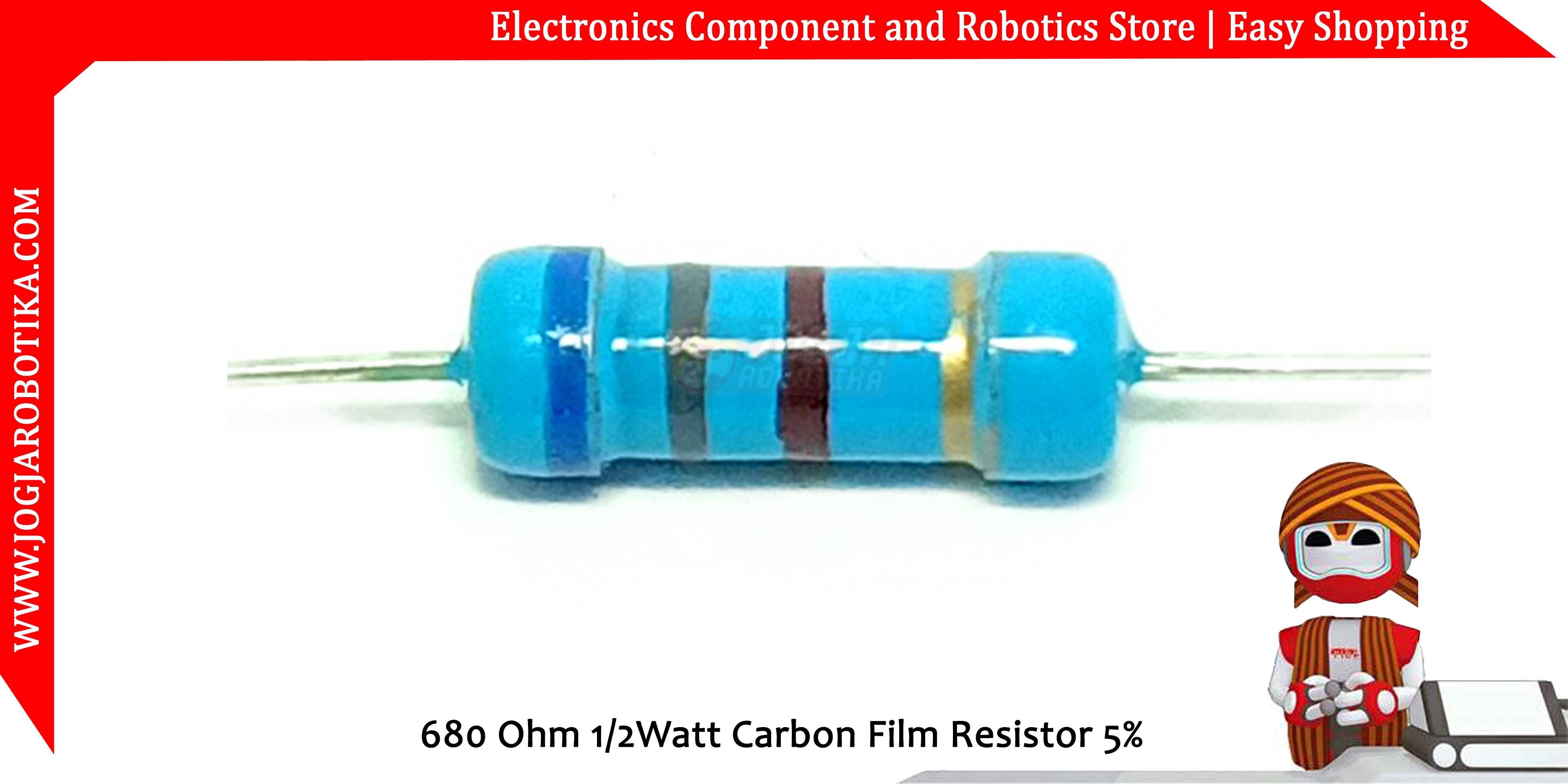 680 Ohm 1/2Watt Carbon Film Resistor