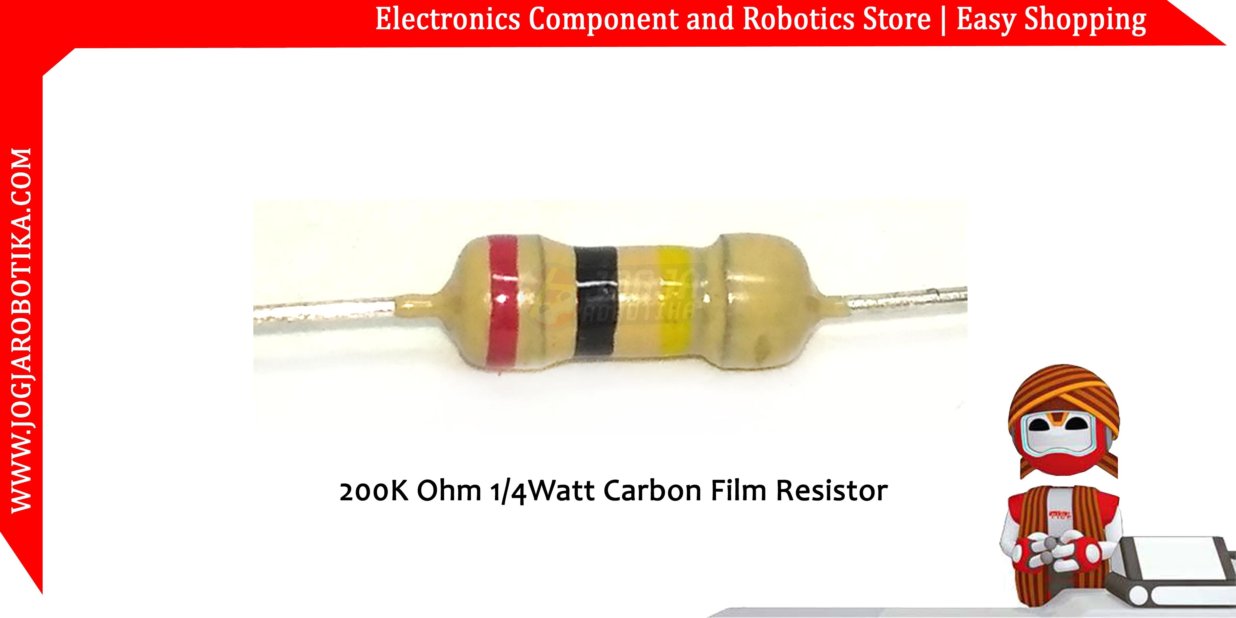200K Ohm 1/4Watt Carbon Film Resistor